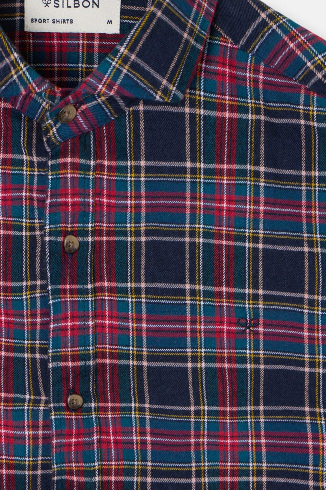 Silbon Camisa esportiva xadrez tartan bicolor Azul