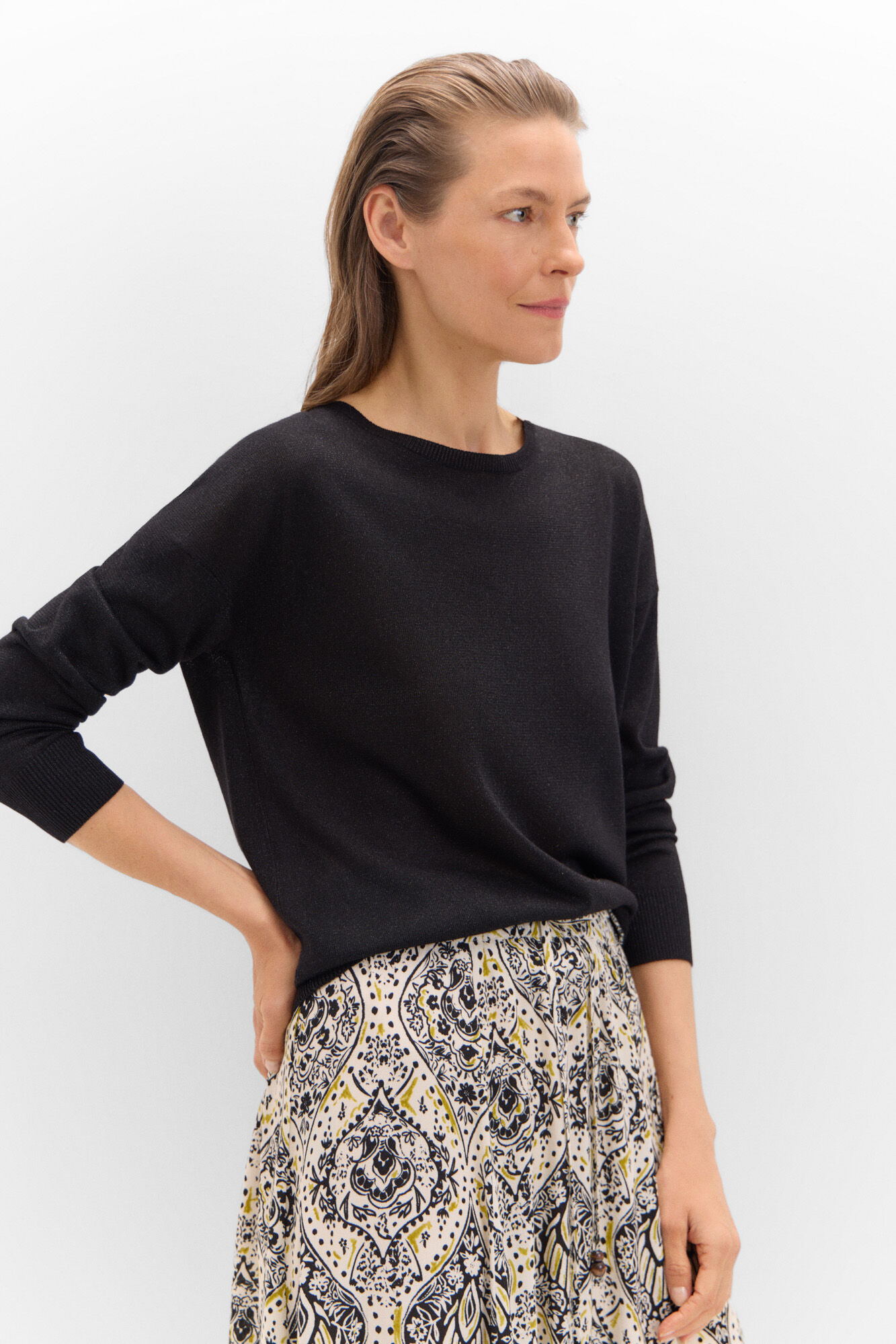 Cortefiel Metallic knit jumper Black