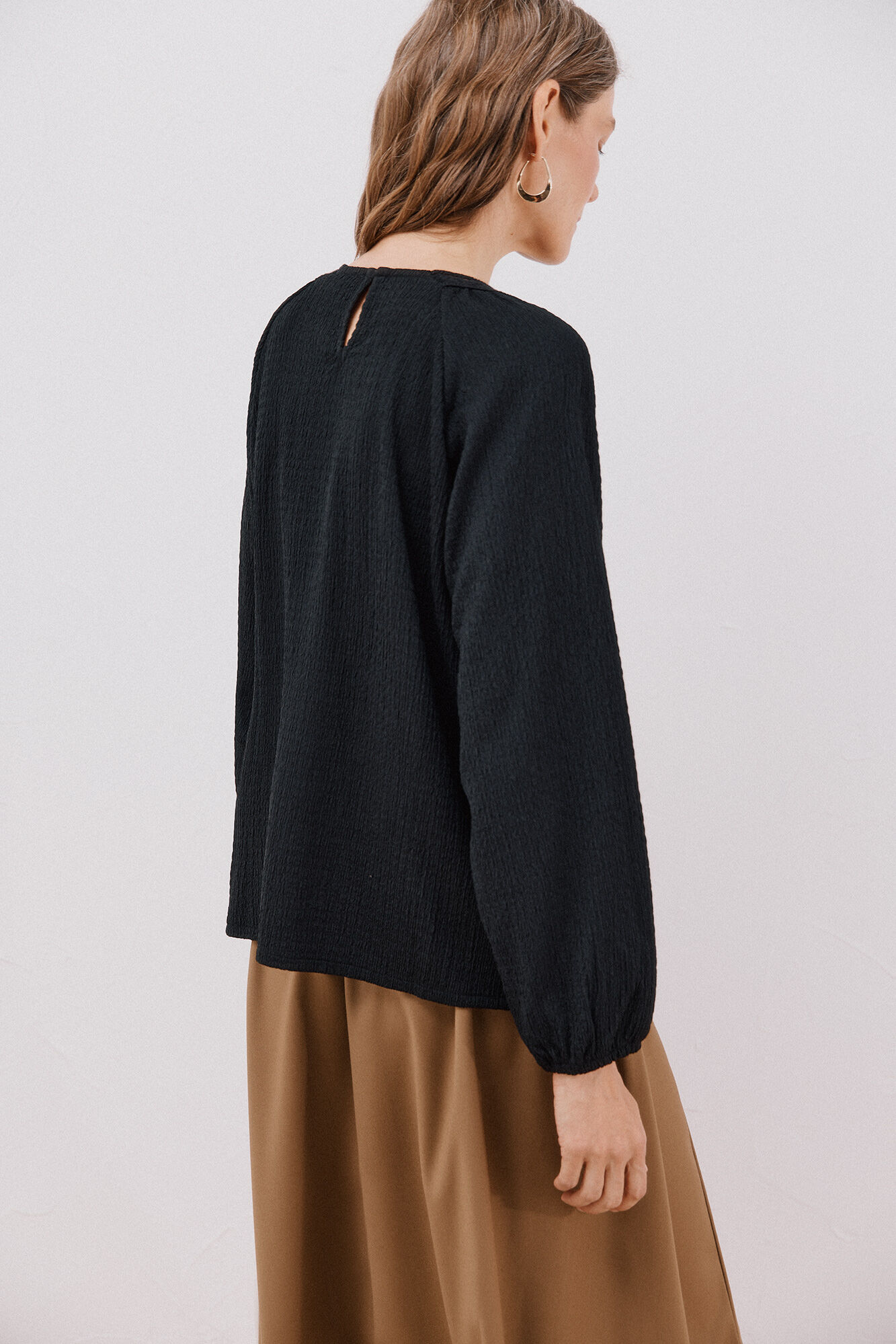 Cortefiel Top parche crochet Negro