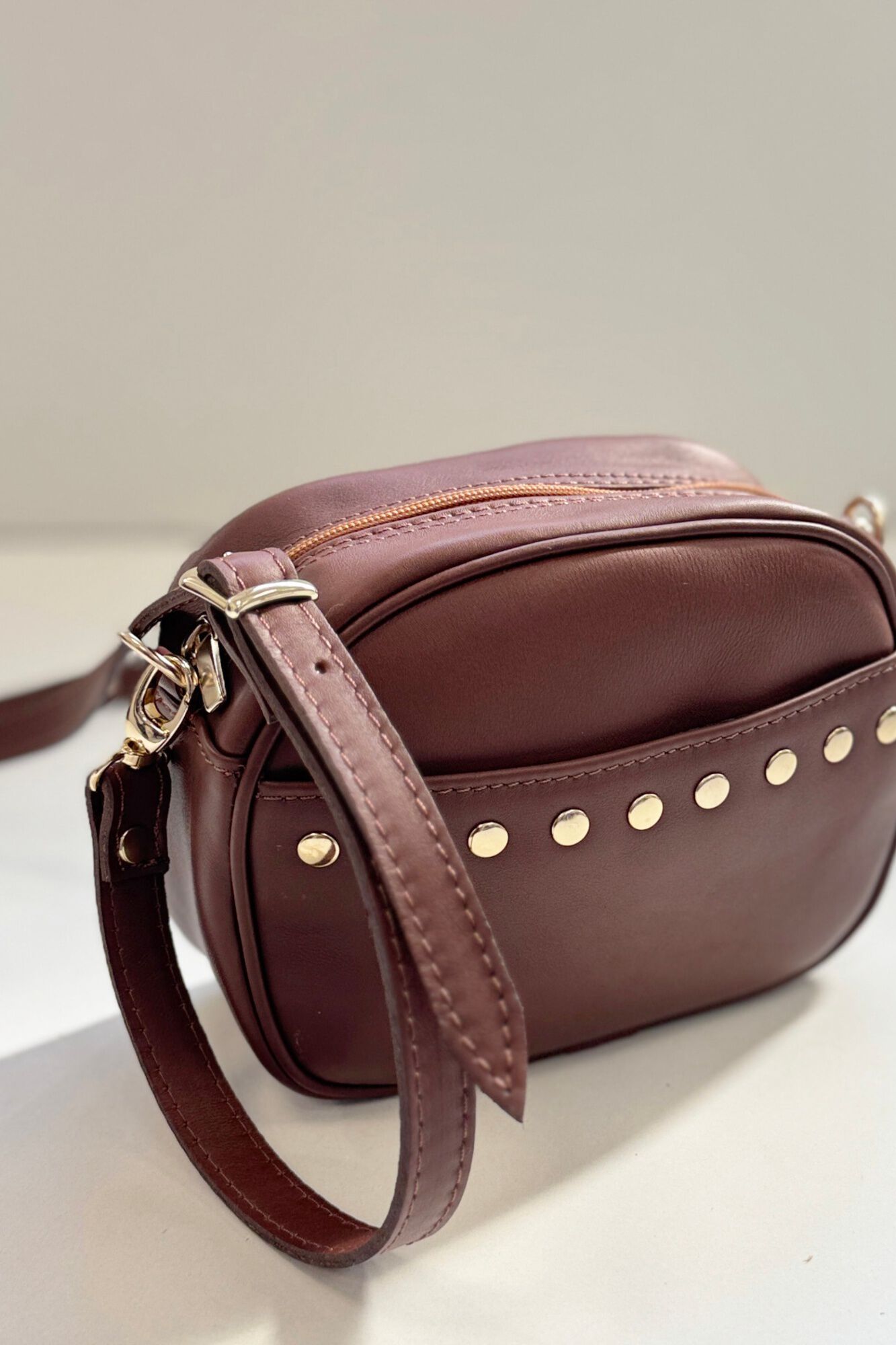 The Code Lola leather studded crossbody Brown