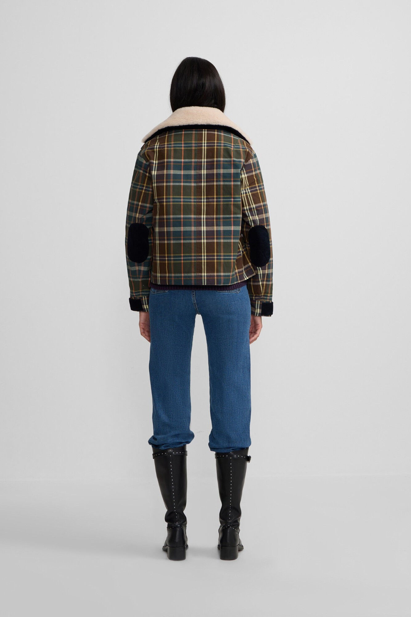 Silbon Blus&atilde;o de borrego xadrez encerada Verde