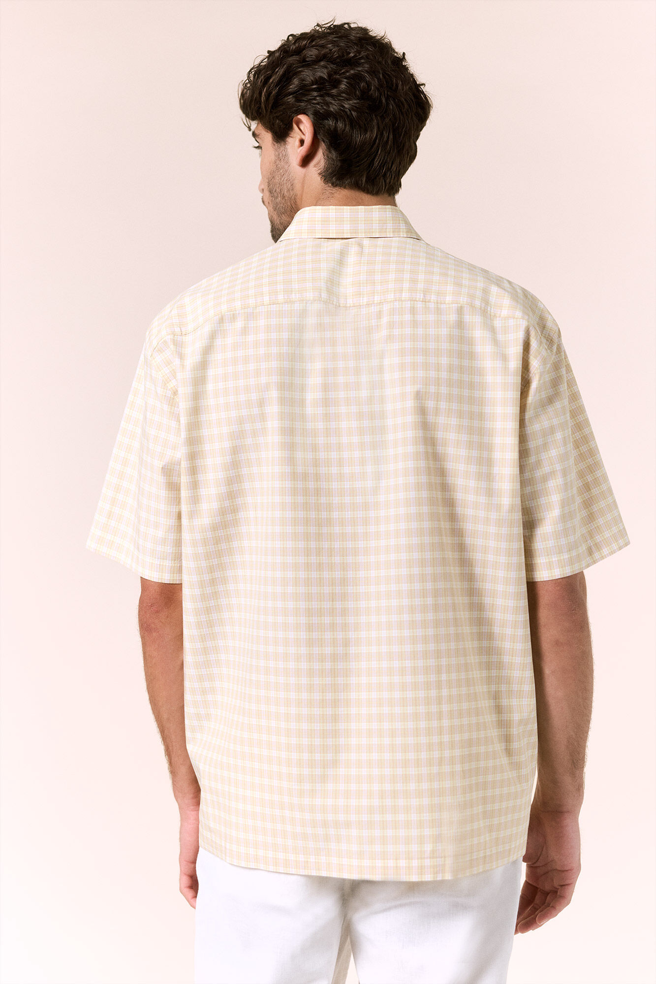 OOTO Camisa em popelina de xadrez Dourado