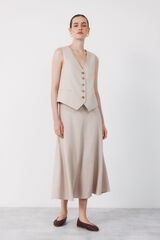 Cortefiel Flared skirt with belt Nude