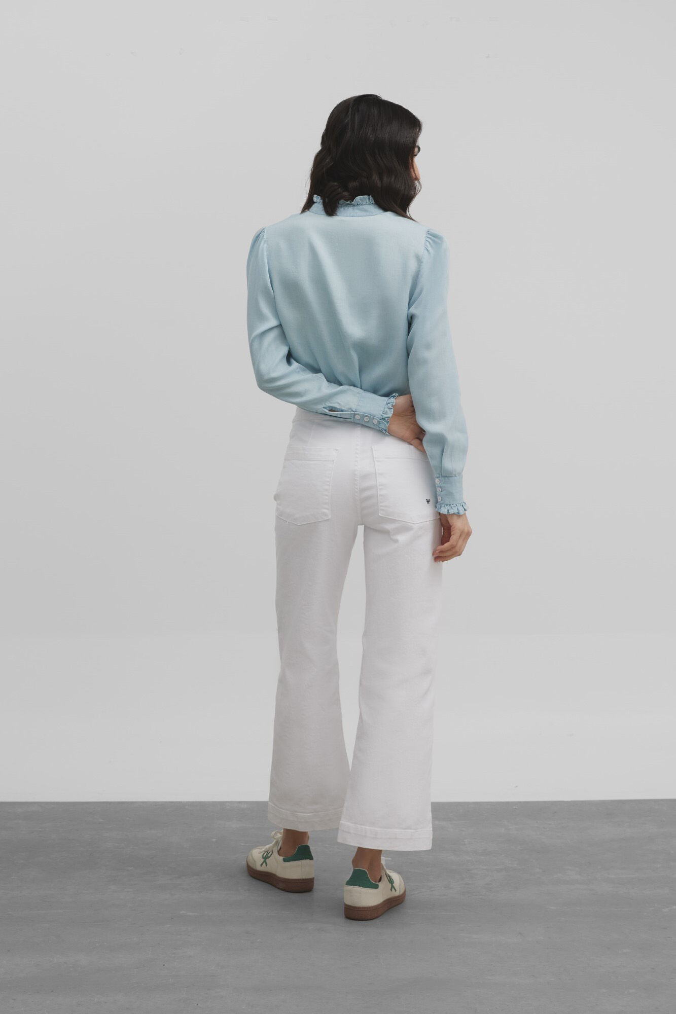 Silbon Camisa woman volantes cuello denim Azul