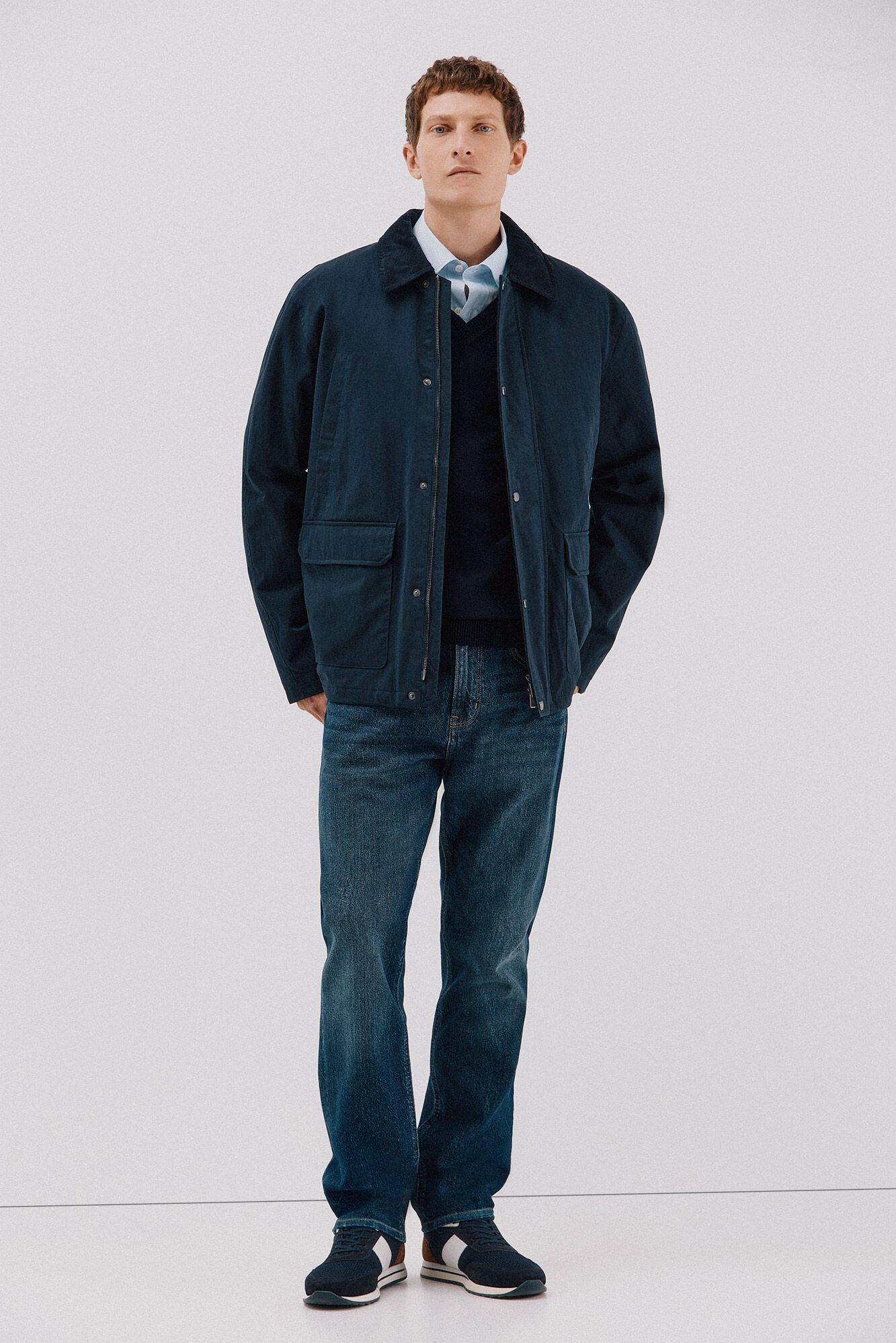 Cortefiel Jacket with combined neck Navy