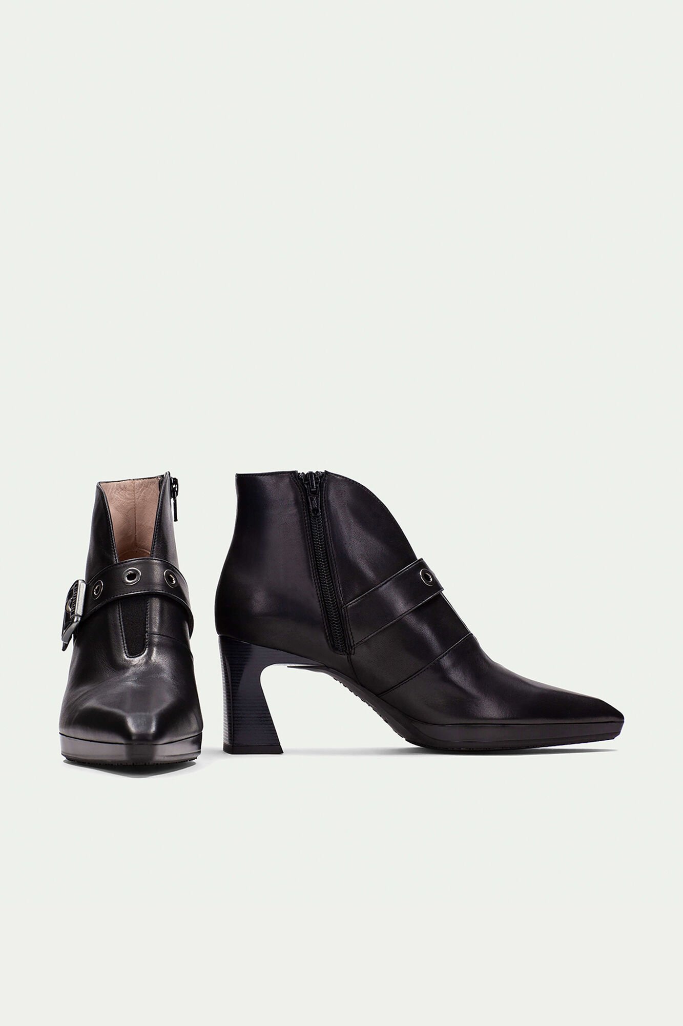 Hispanitas Pointed toe boot with buckle and eyelets ATLANTA Black