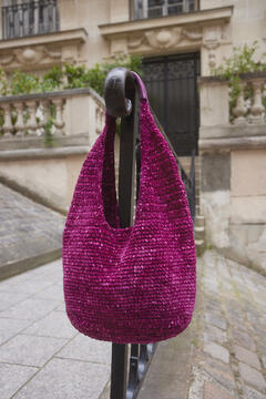 Cortefiel Knitted recycled chenille bag Lilac