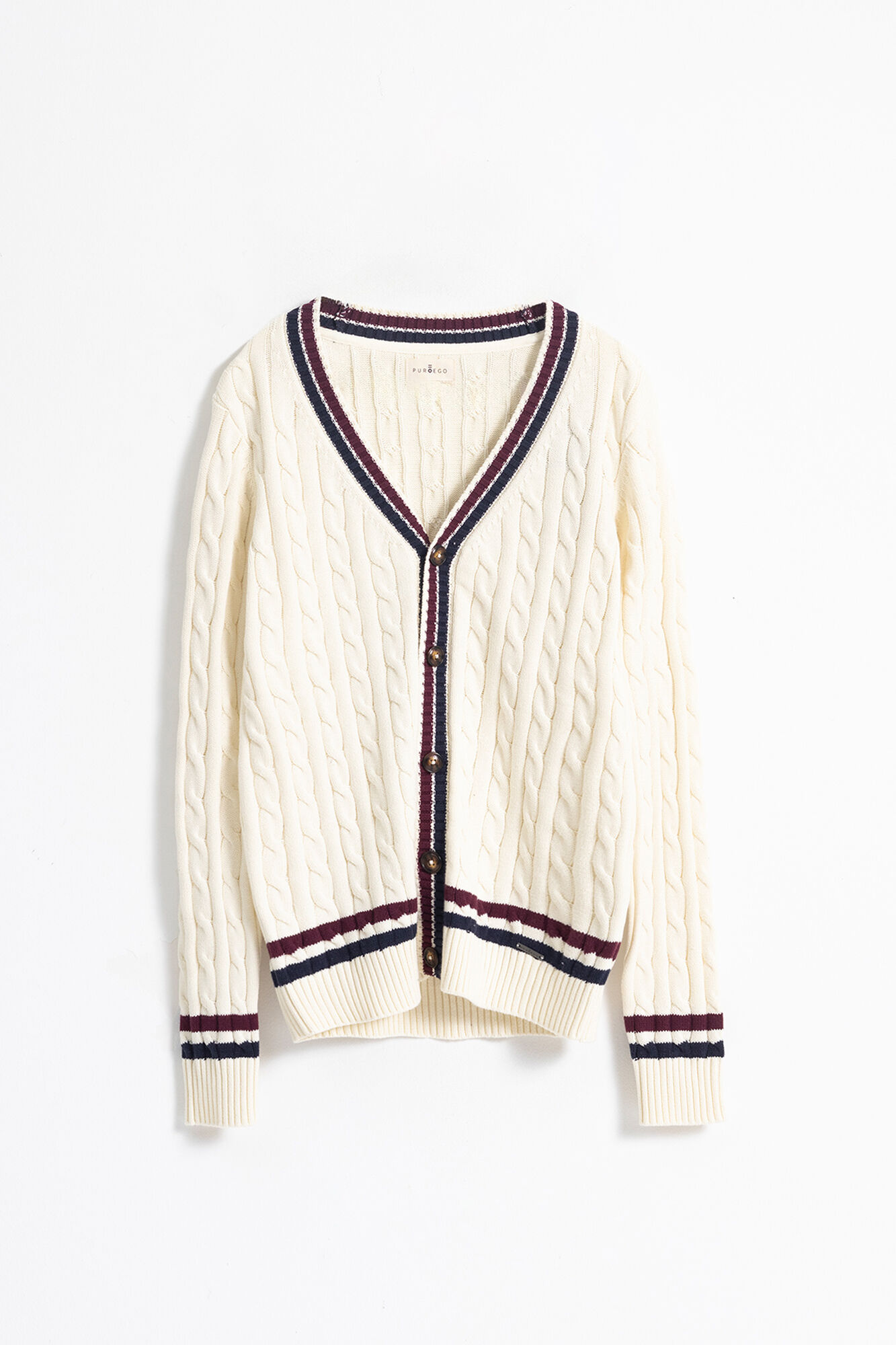 PuroEGO Cardigan universit&aacute;rio de algod&atilde;o Tostado