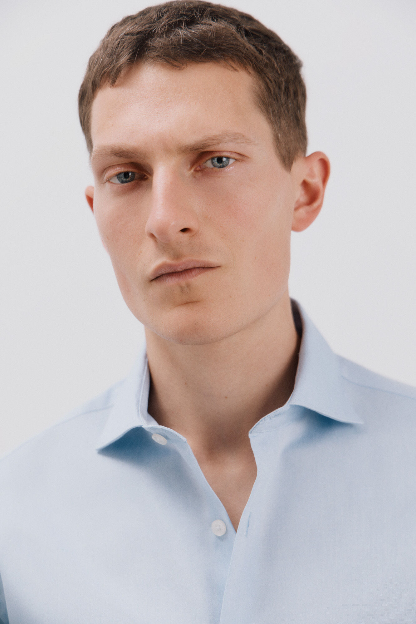 Cortefiel Plain easy-iron shirt with cufflinks Blue