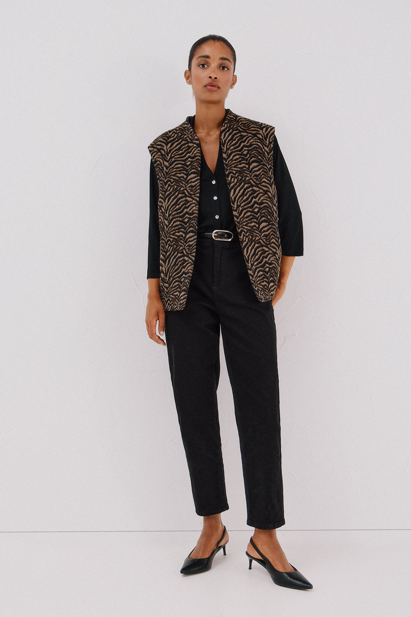 Cortefiel Animal print fabric vest Multicolour