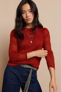 Slowlove Blusa estruturada rústica de manga comprida