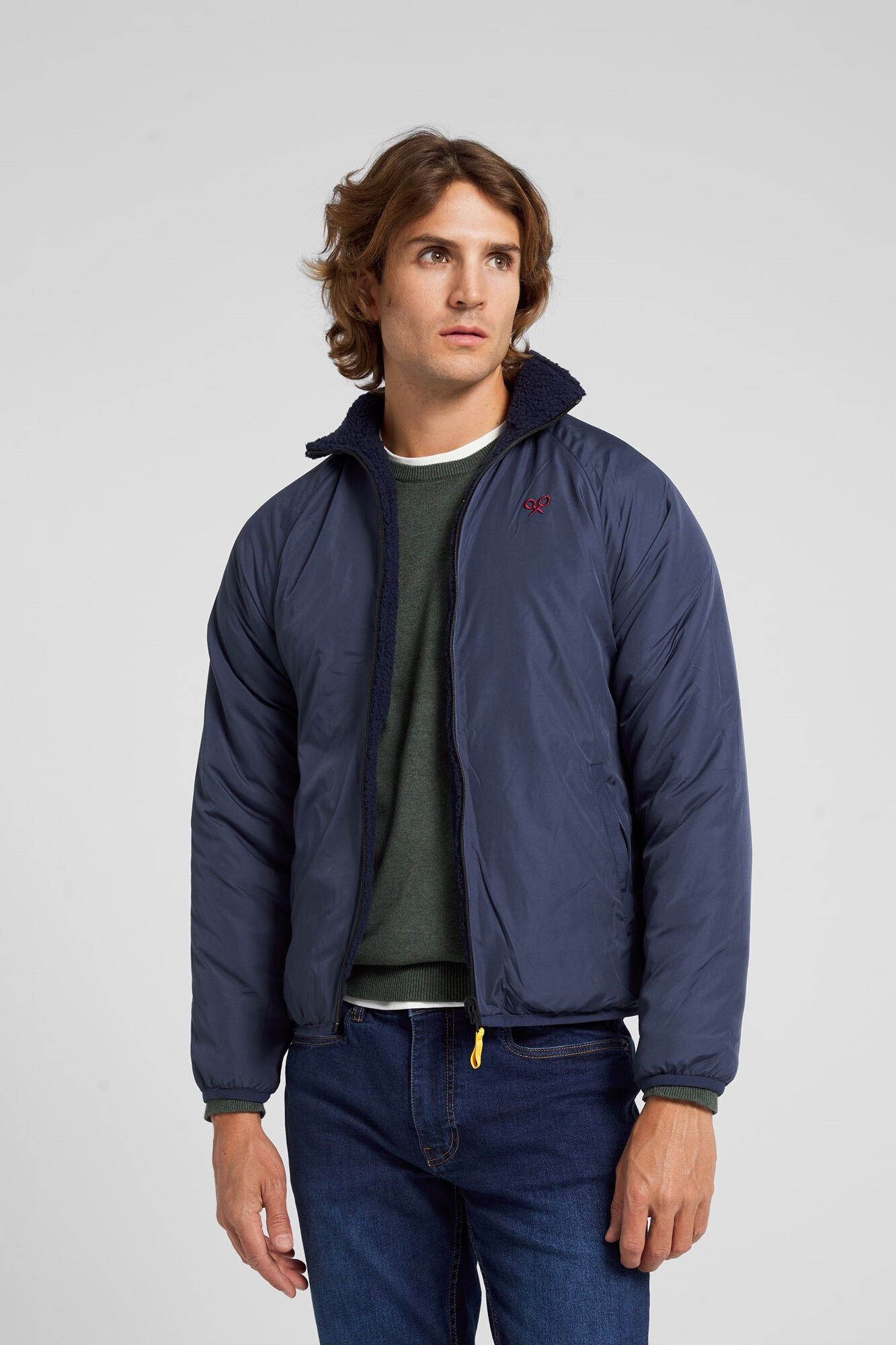 Silbon Casaco polar revers&iacute;vel azul-esverdeado Azul