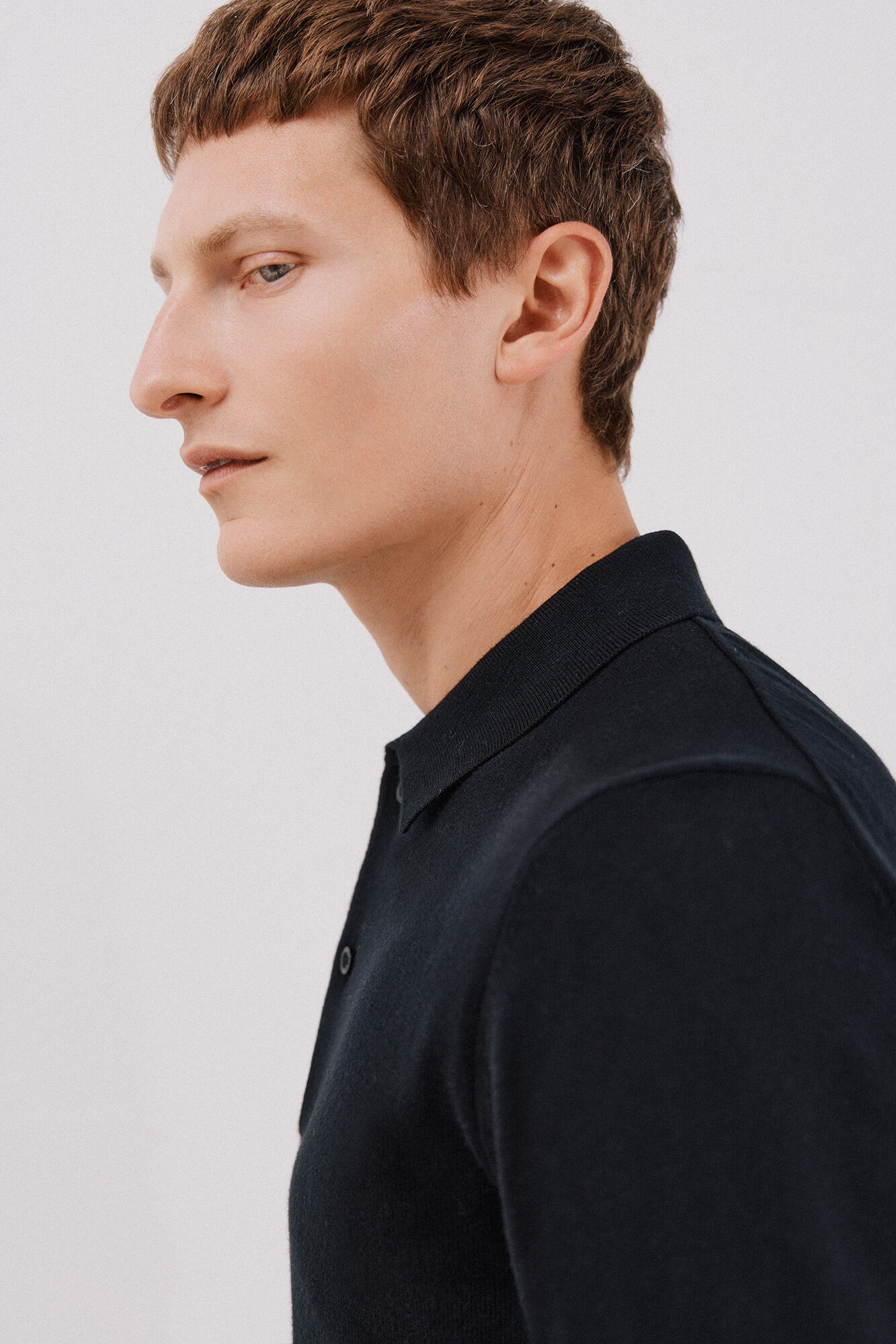 Cortefiel Cotton cashmere polo shirt neck jersey Black