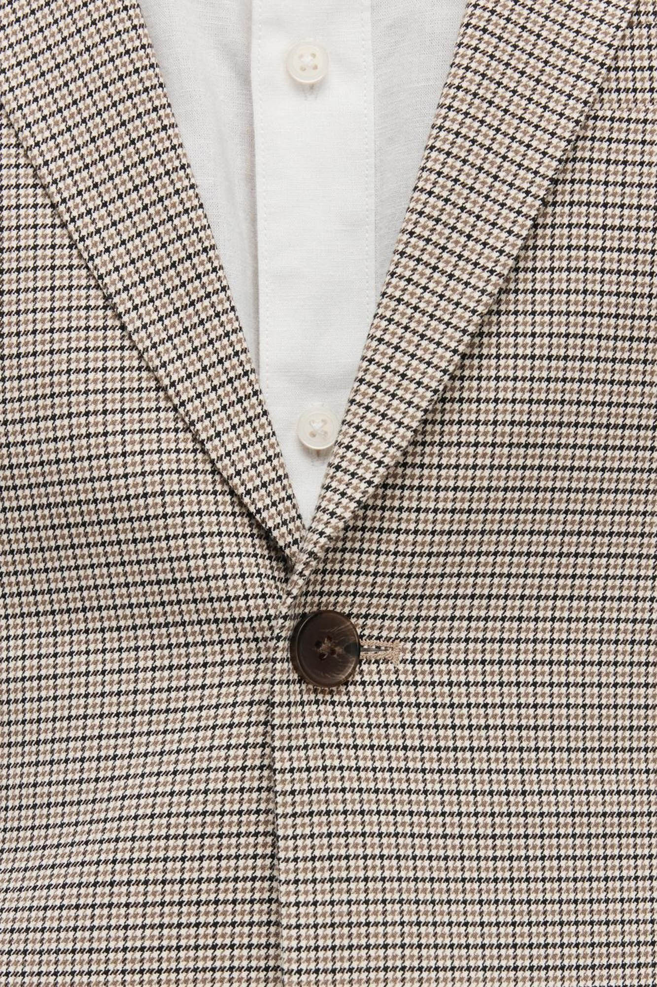 Selected Slim fit small-checked suit jacket made with recycled materials Brown