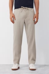 Cortefiel Tapered Tencel Cotton chinos Trousers Beige