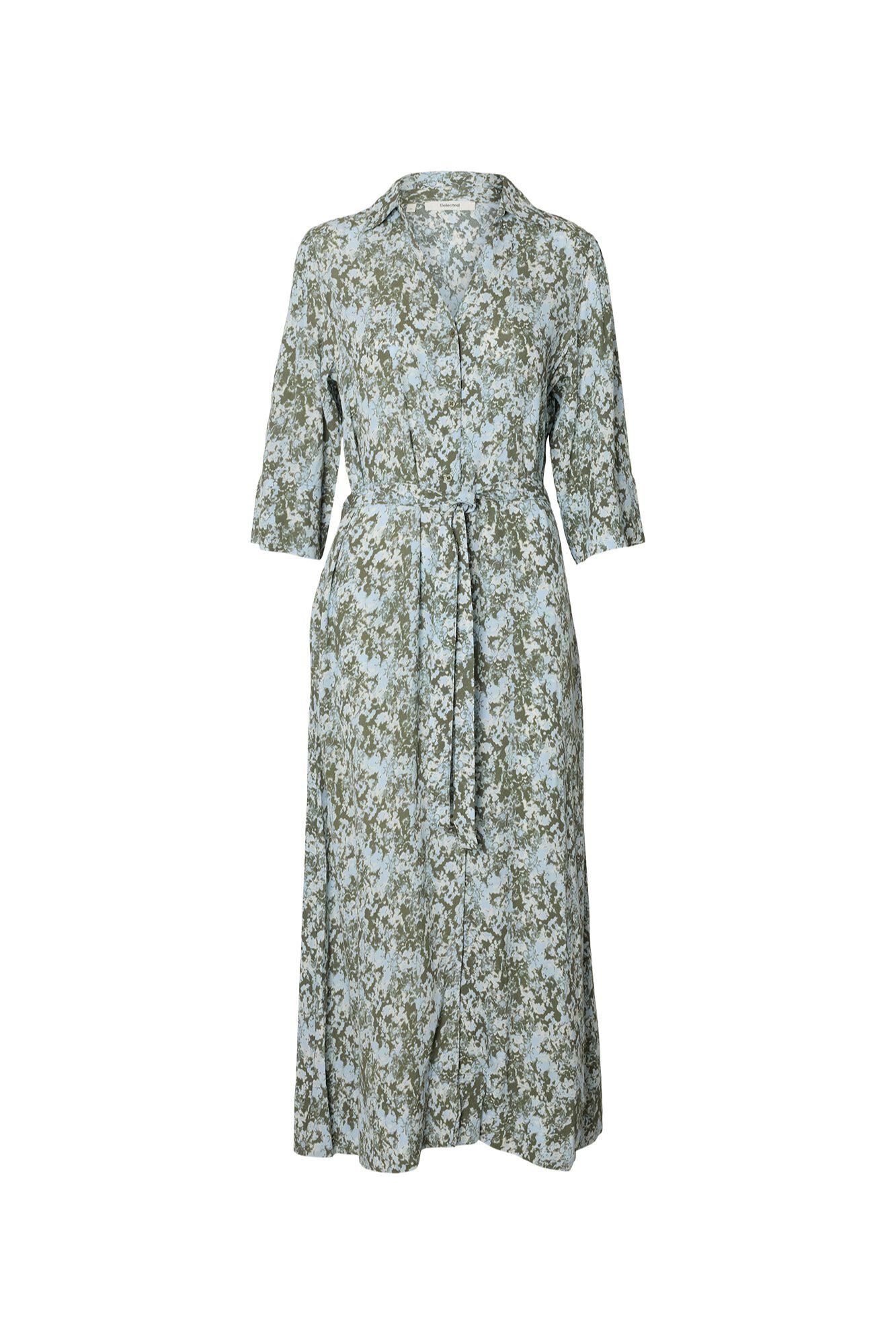Selected Vestido largo estampado Verde