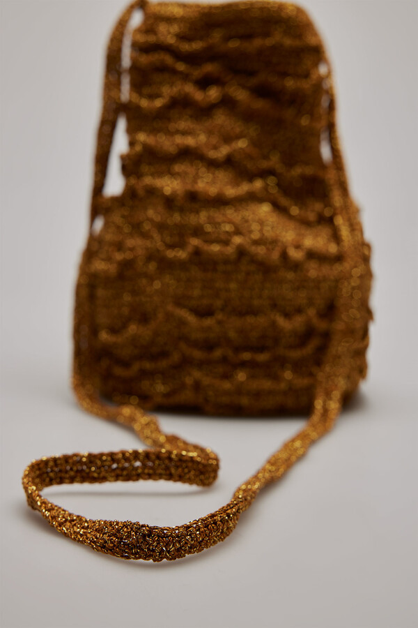 Cortefiel Crochet crossbody bag Gold