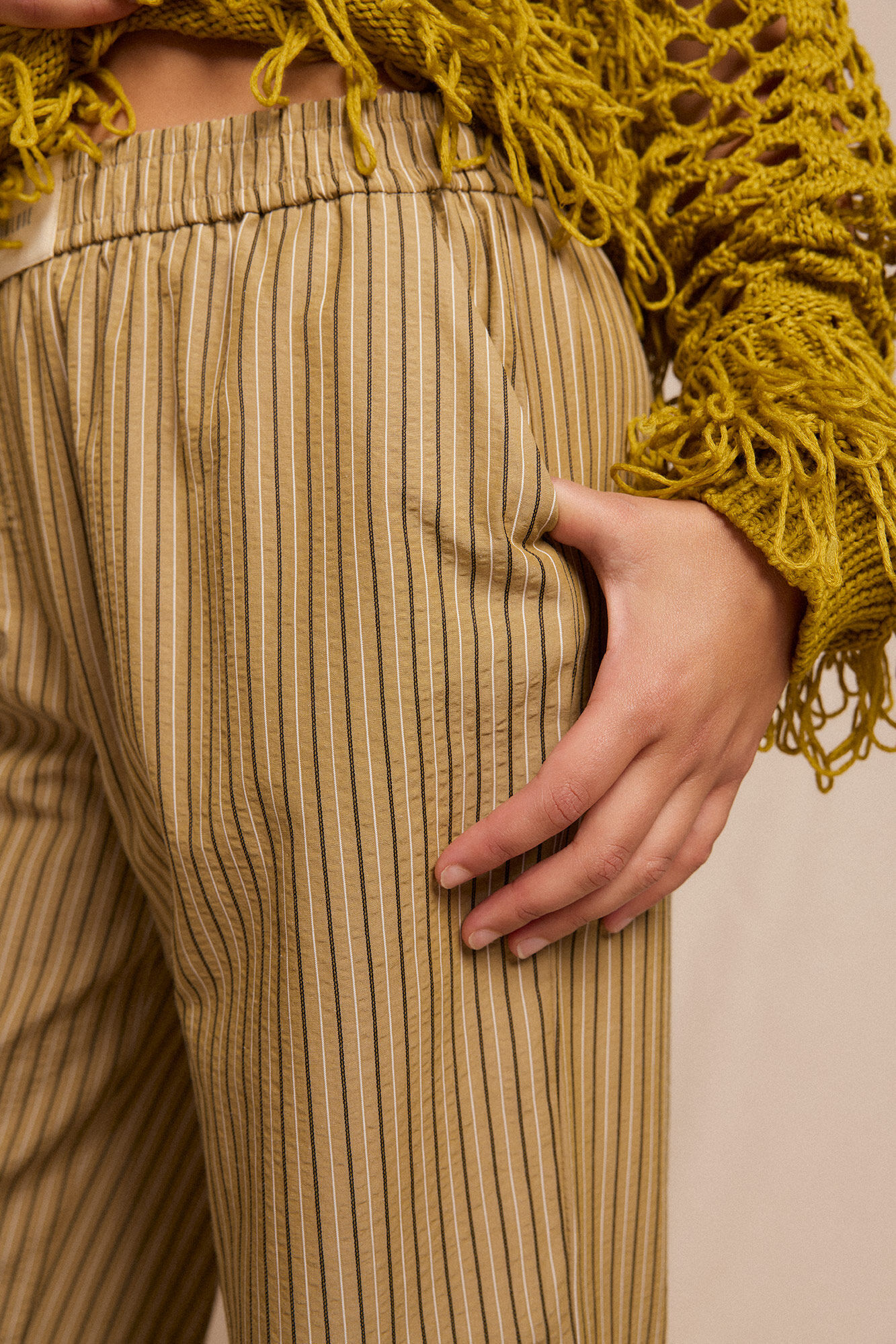 Slowlove Pantal&oacute;n de rayas pijamero Estampado verde