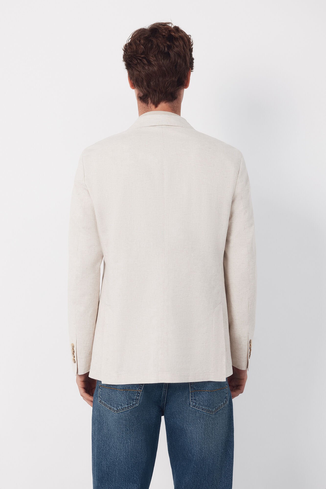 Cortefiel Linen blazer Beige
