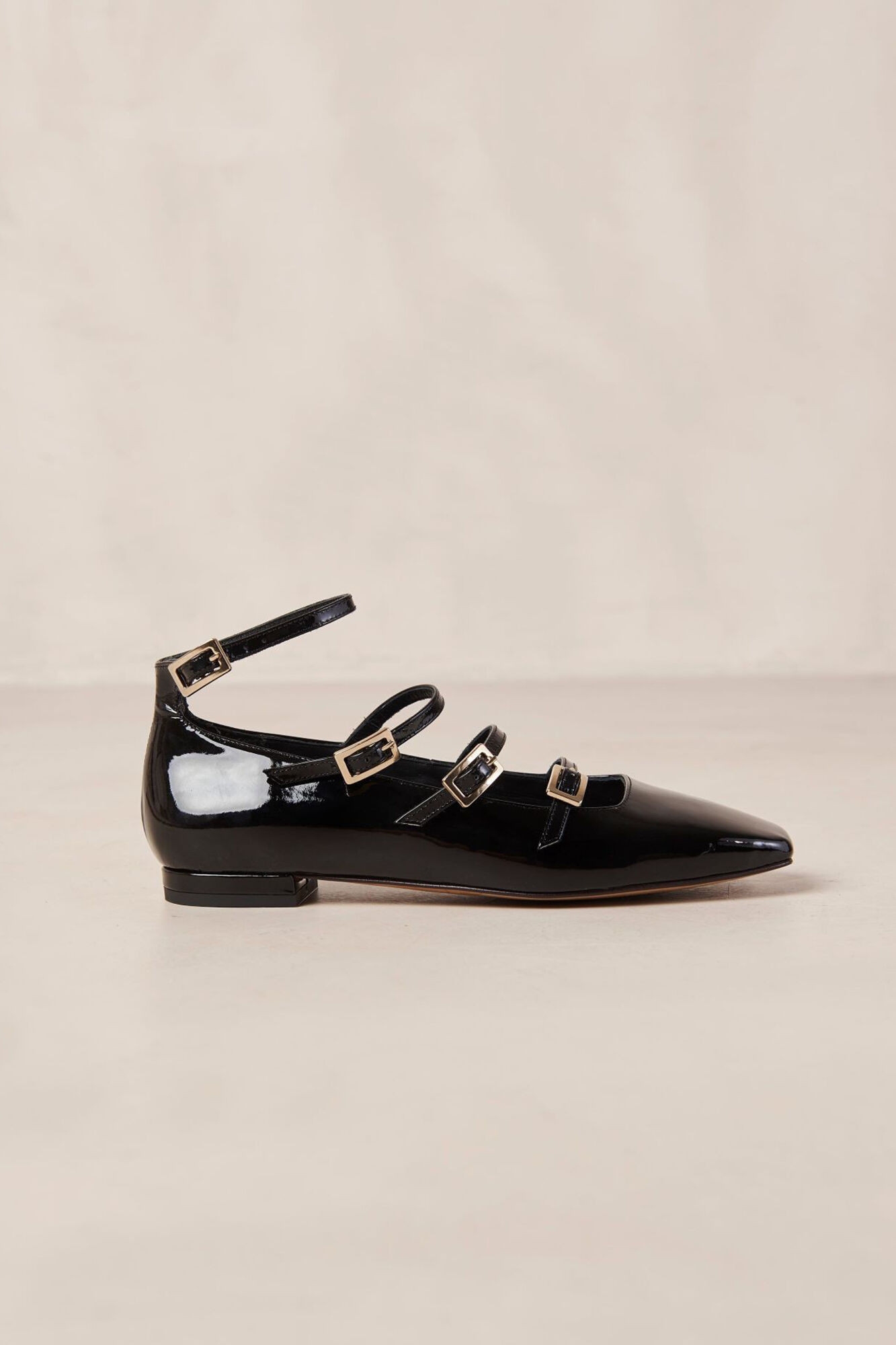 Alohas Luke Onix Black Leather Ballet Flats Black