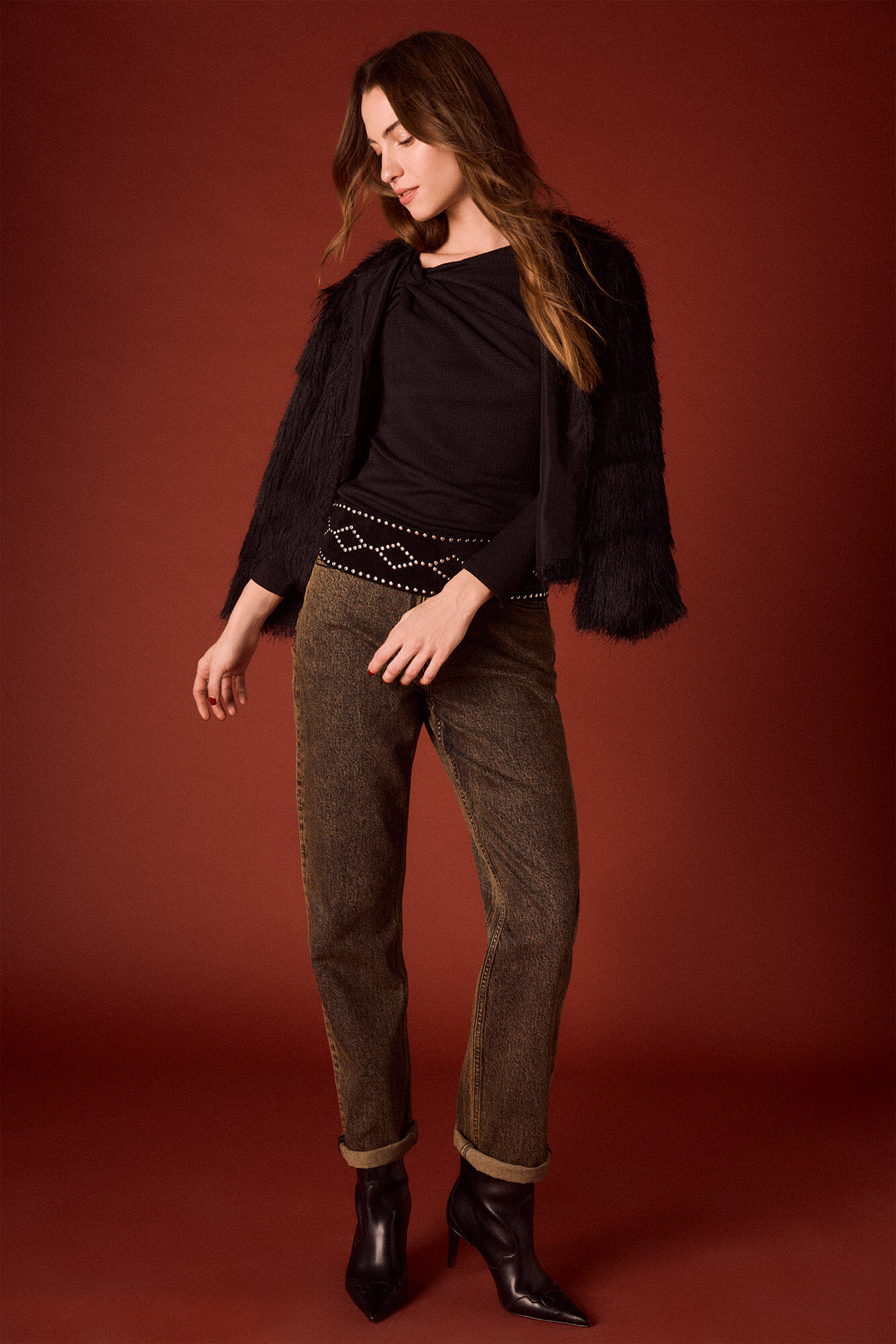 Slowlove Top com decote Preto