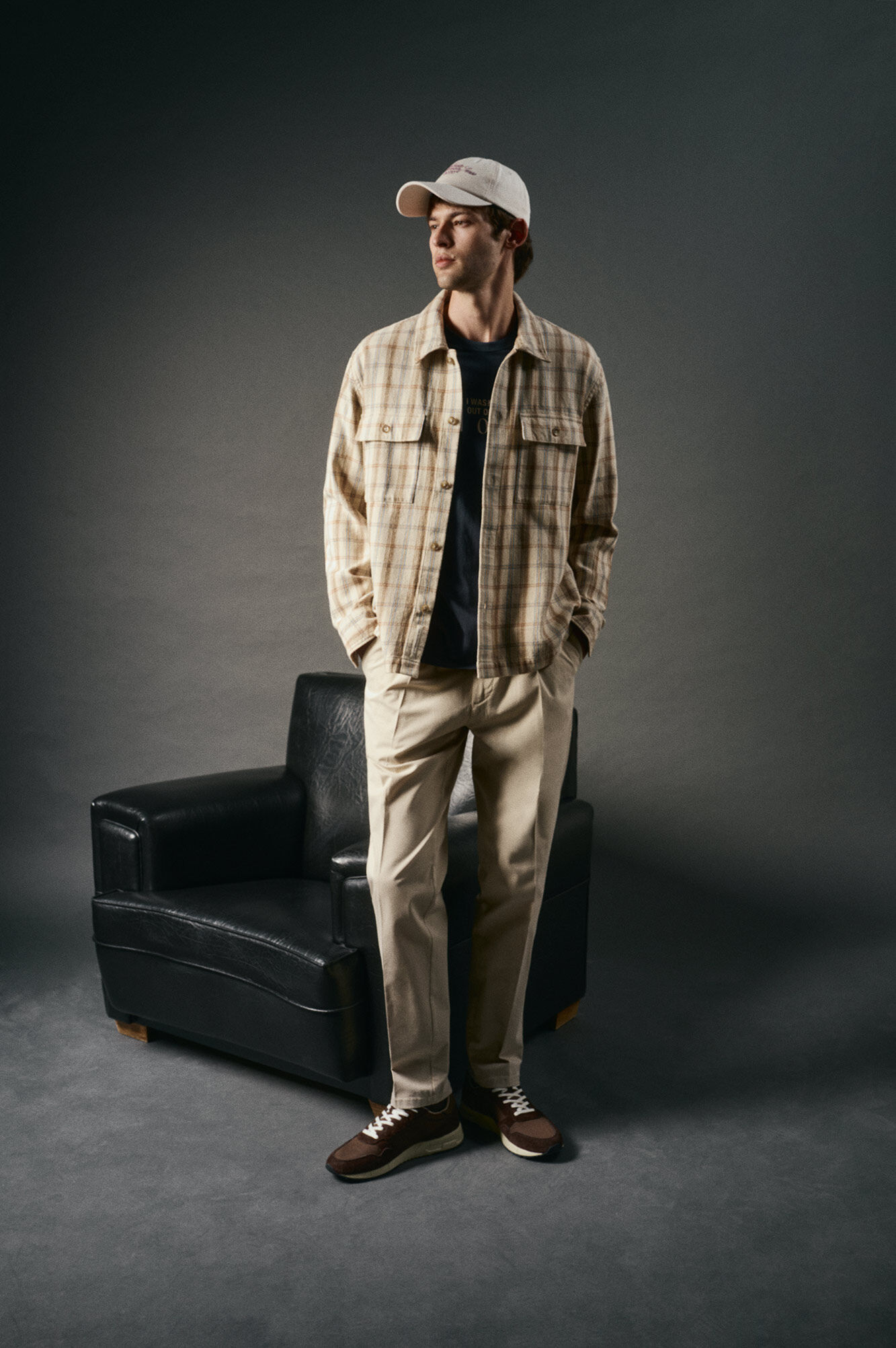 OOTO Sobrecamisa de xadrez Tostado