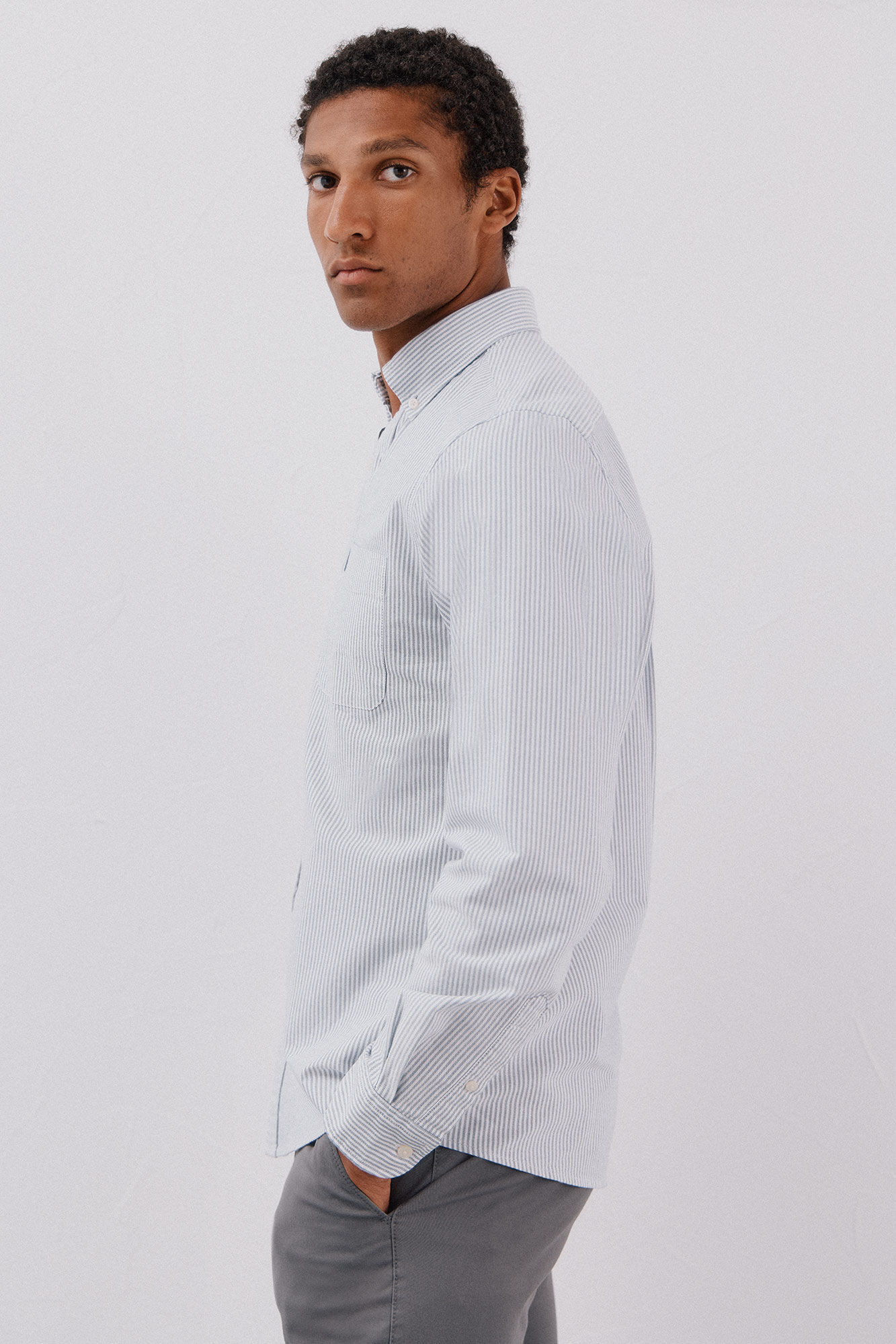 Cortefiel Candle stripe oxford shirt Navy