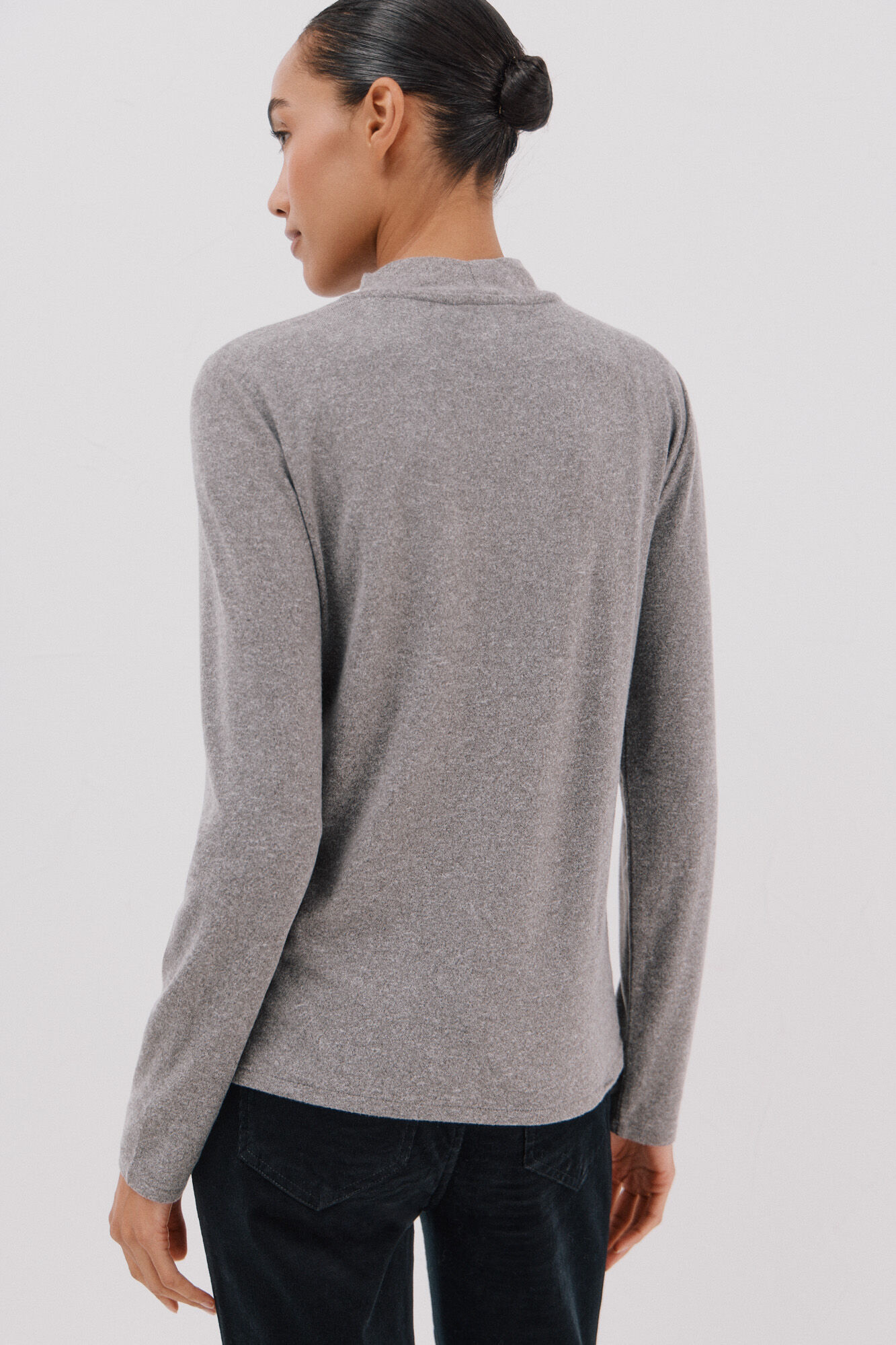 Cortefiel T-shirt with rhinestone detail Grey