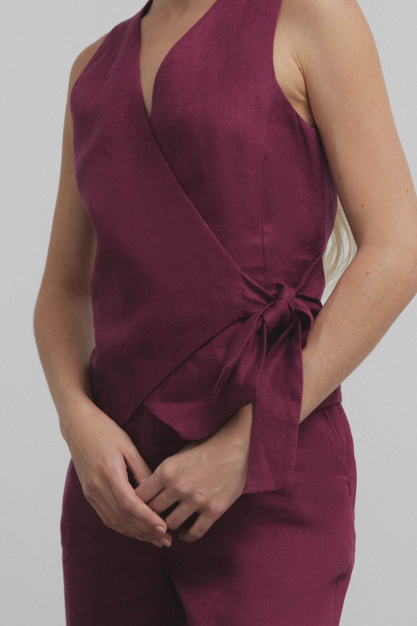 Silbon Chaleco lazada lino Vino