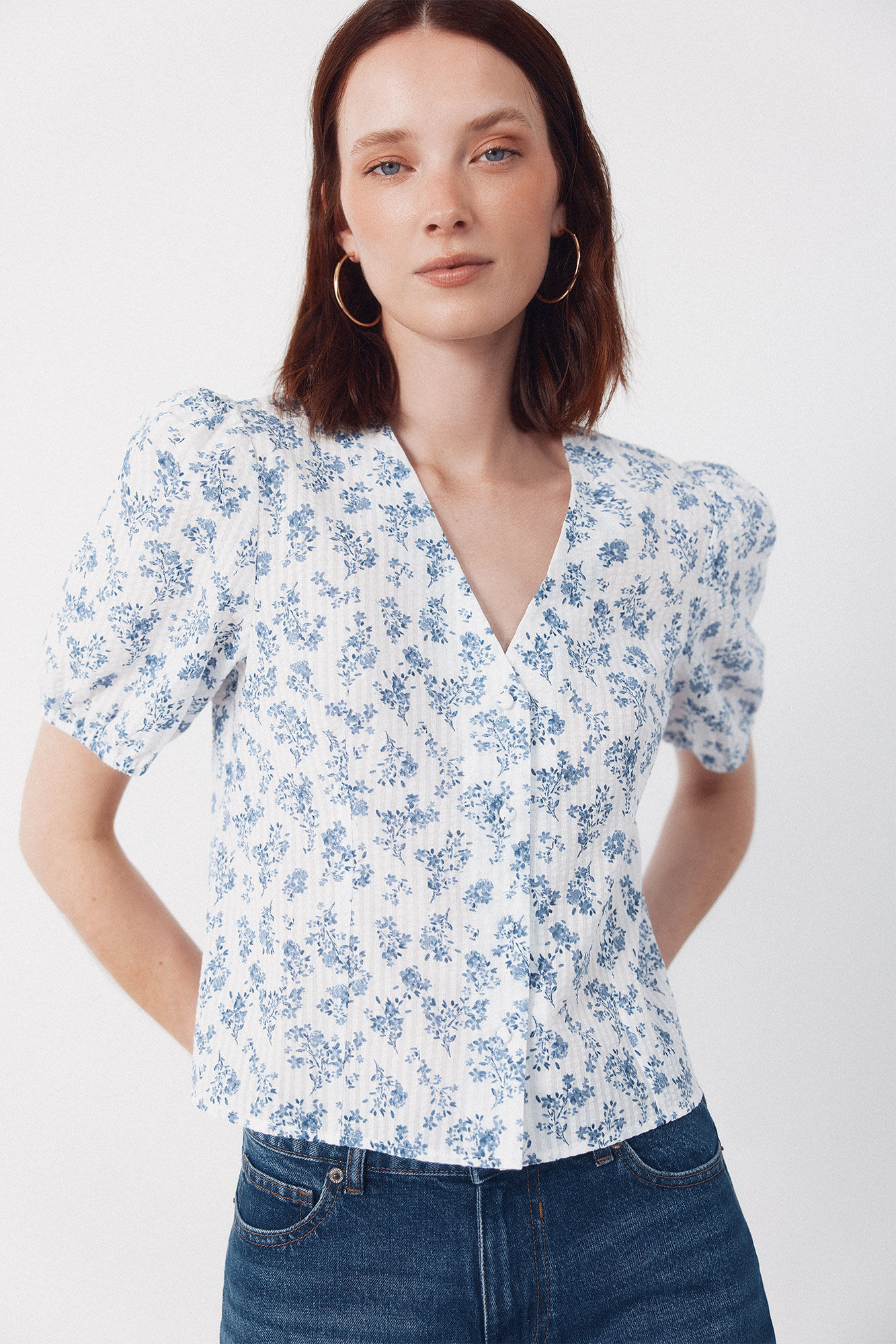 Cortefiel gingham blouse
