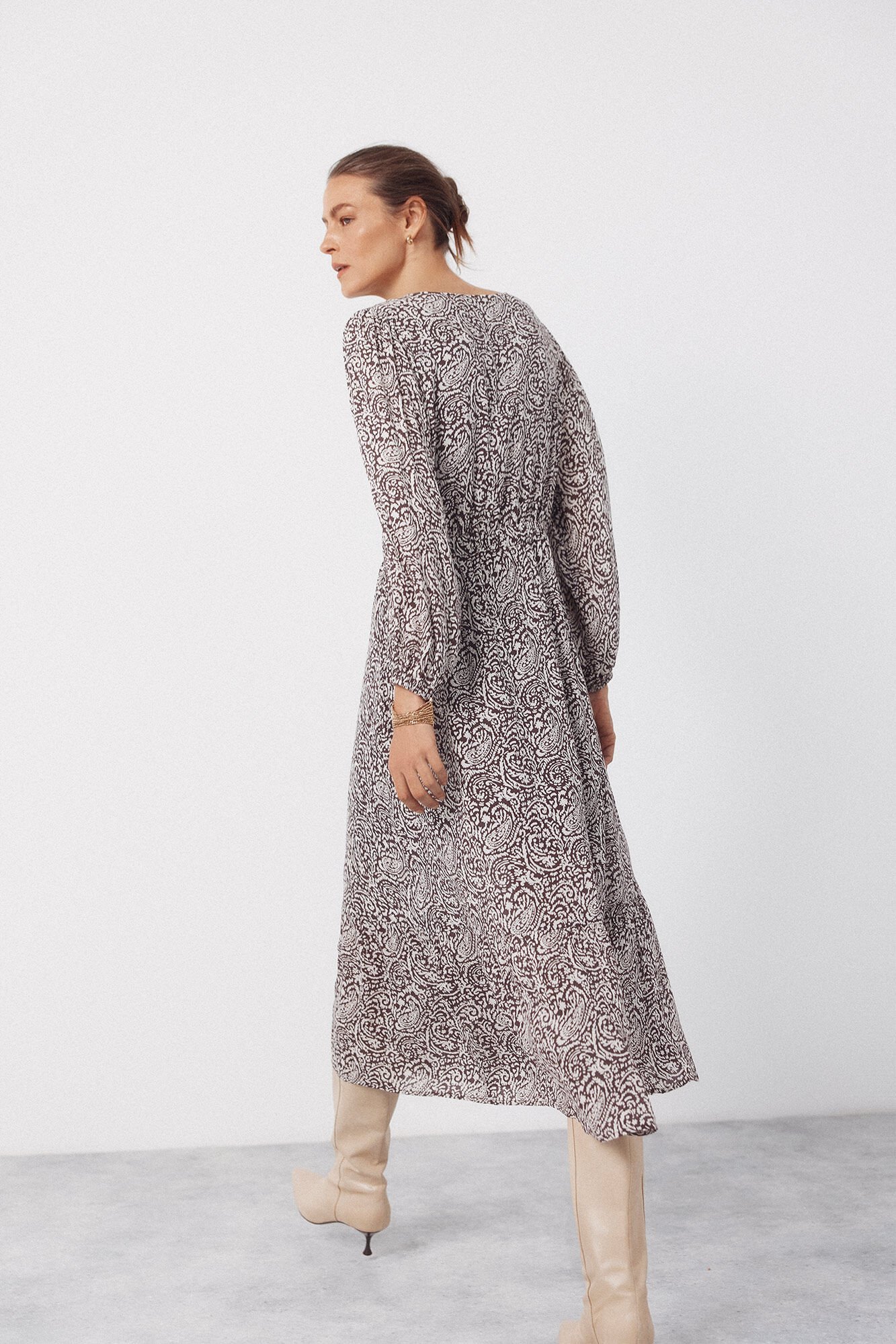 Cortefiel Printed dress Printed brown