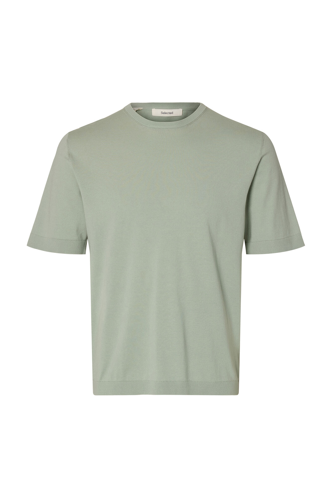 Selected Jersey-knit plain short sleeve men's T-shirt Kaki