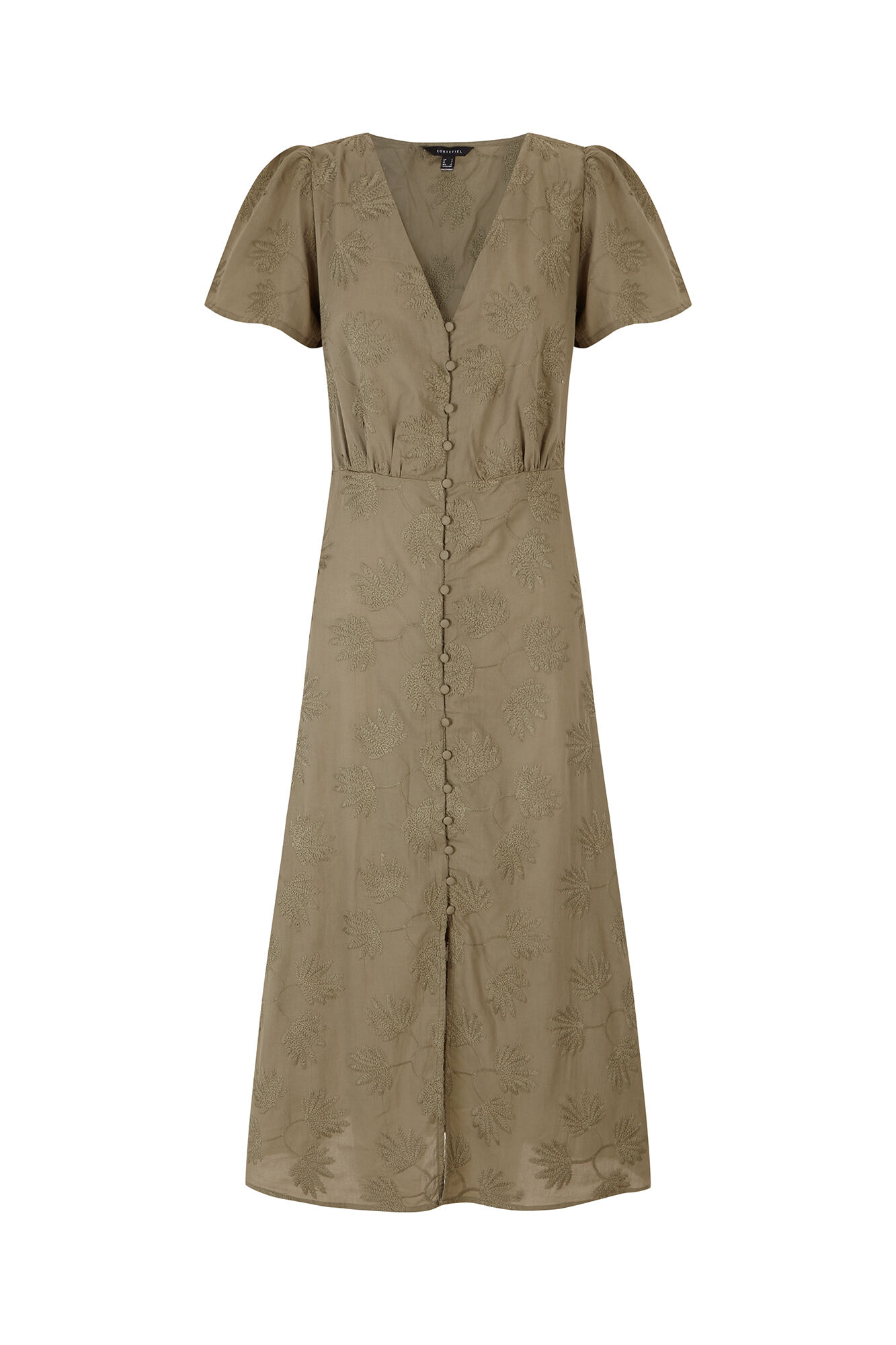 Cortefiel Vestido bordado Verde