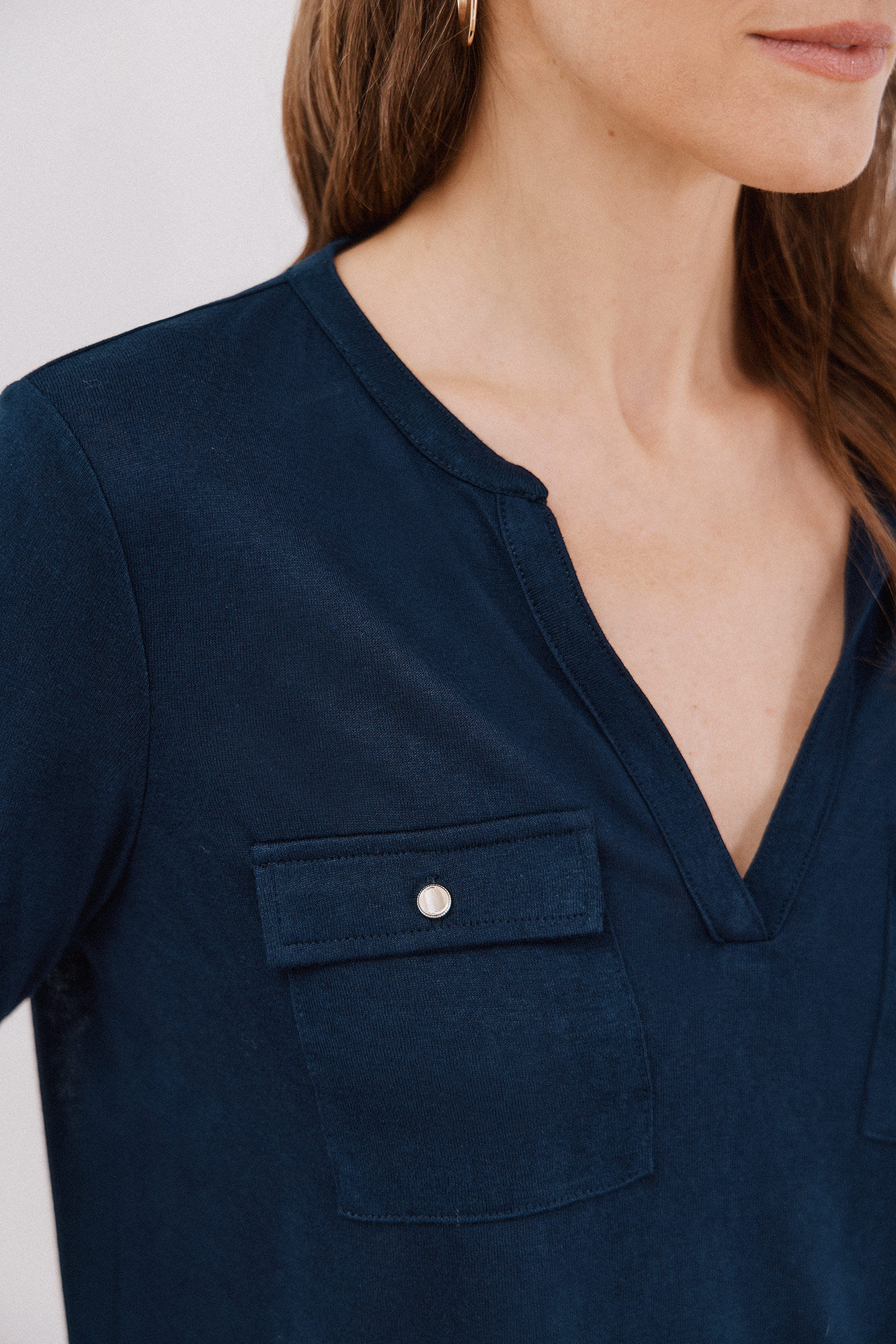 Cortefiel linen effect mandarin collar T-shirt