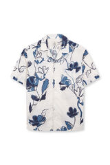 OOTO Camisa estampada em algod&atilde;o de manga curta Azul