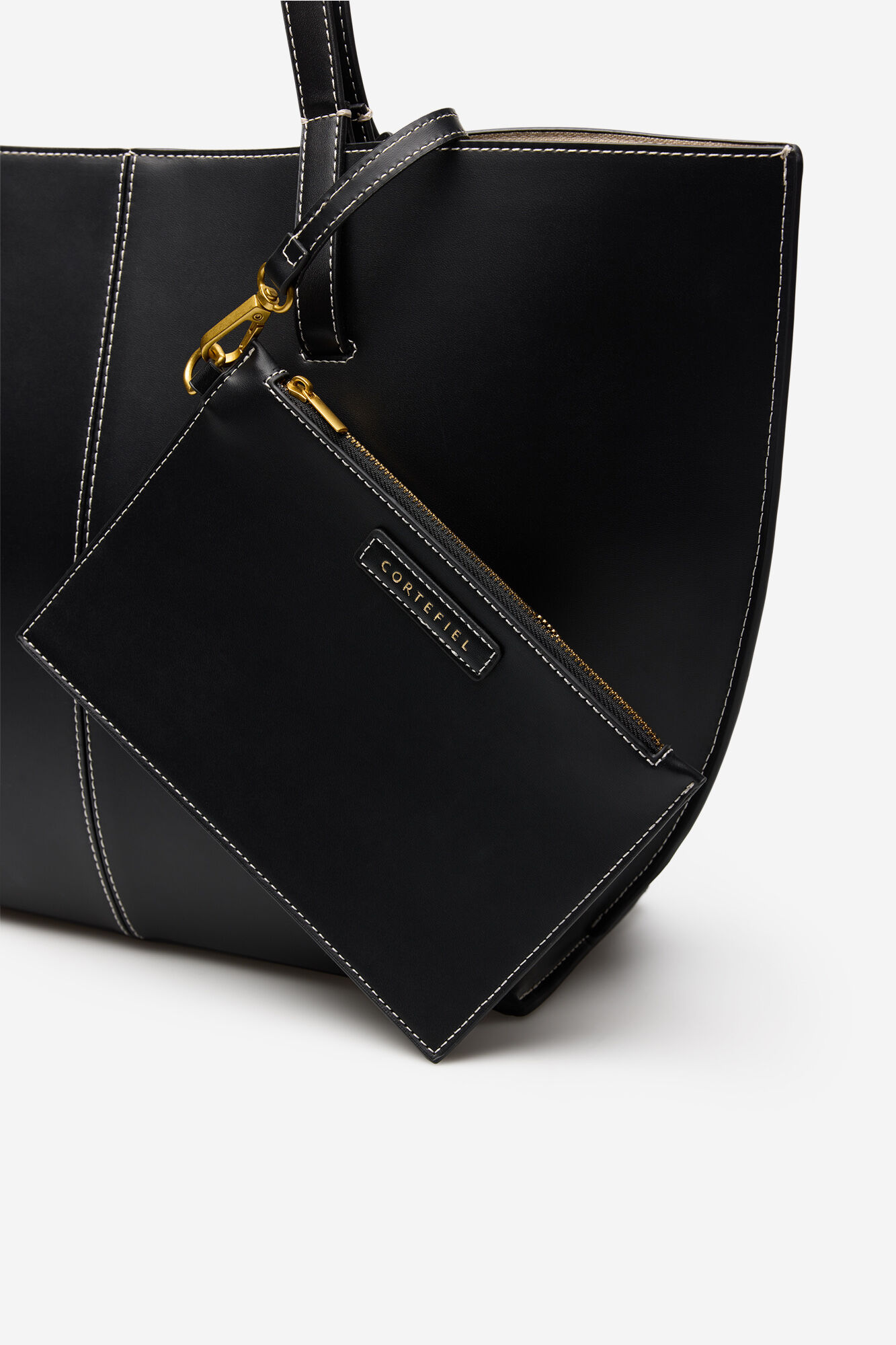 Cortefiel Basic shopper bag with stitching