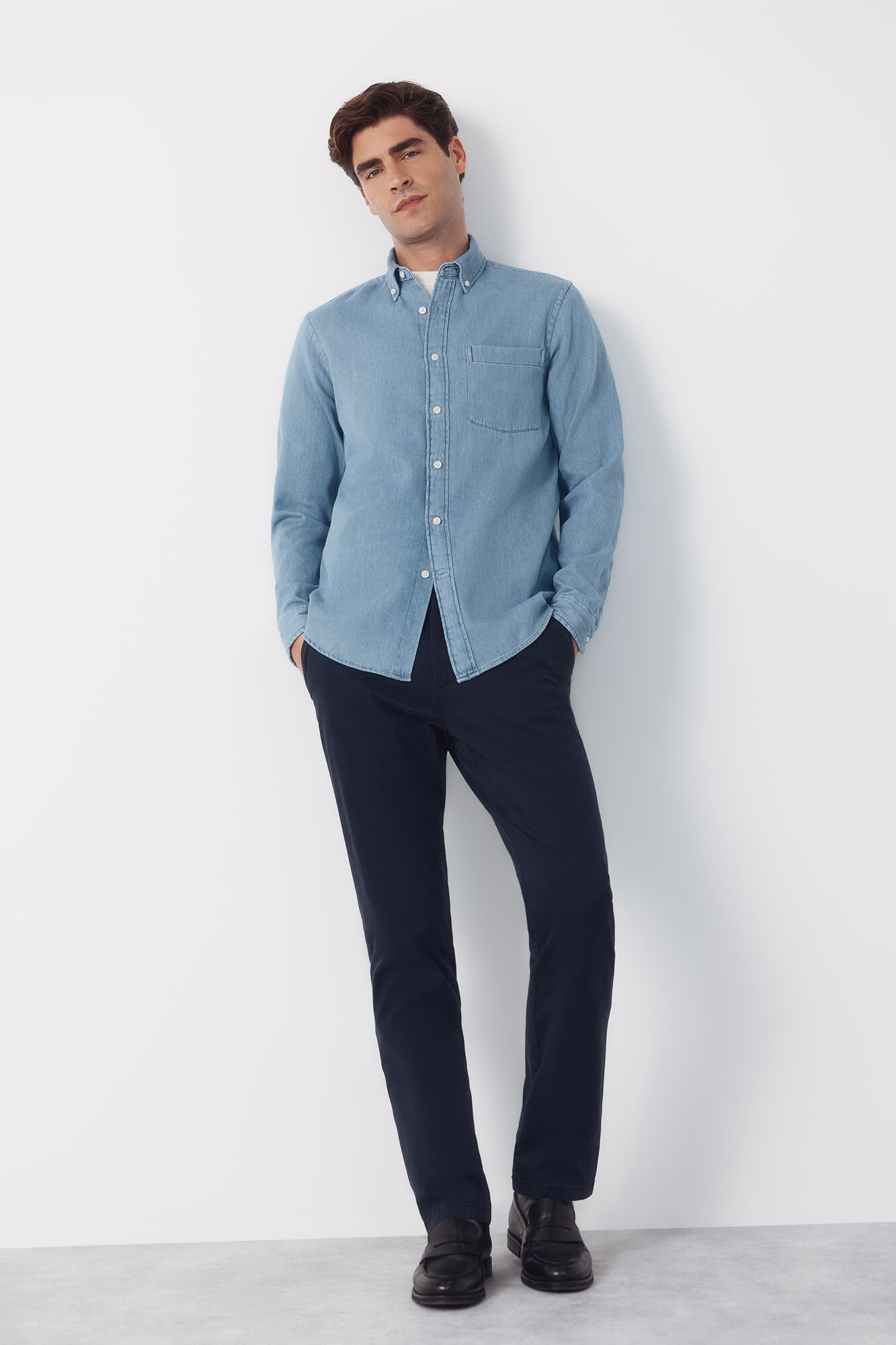 Cortefiel Denim shirt Blue