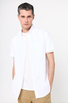 Cortefiel Camisa lisa manga curta coolmax Branco