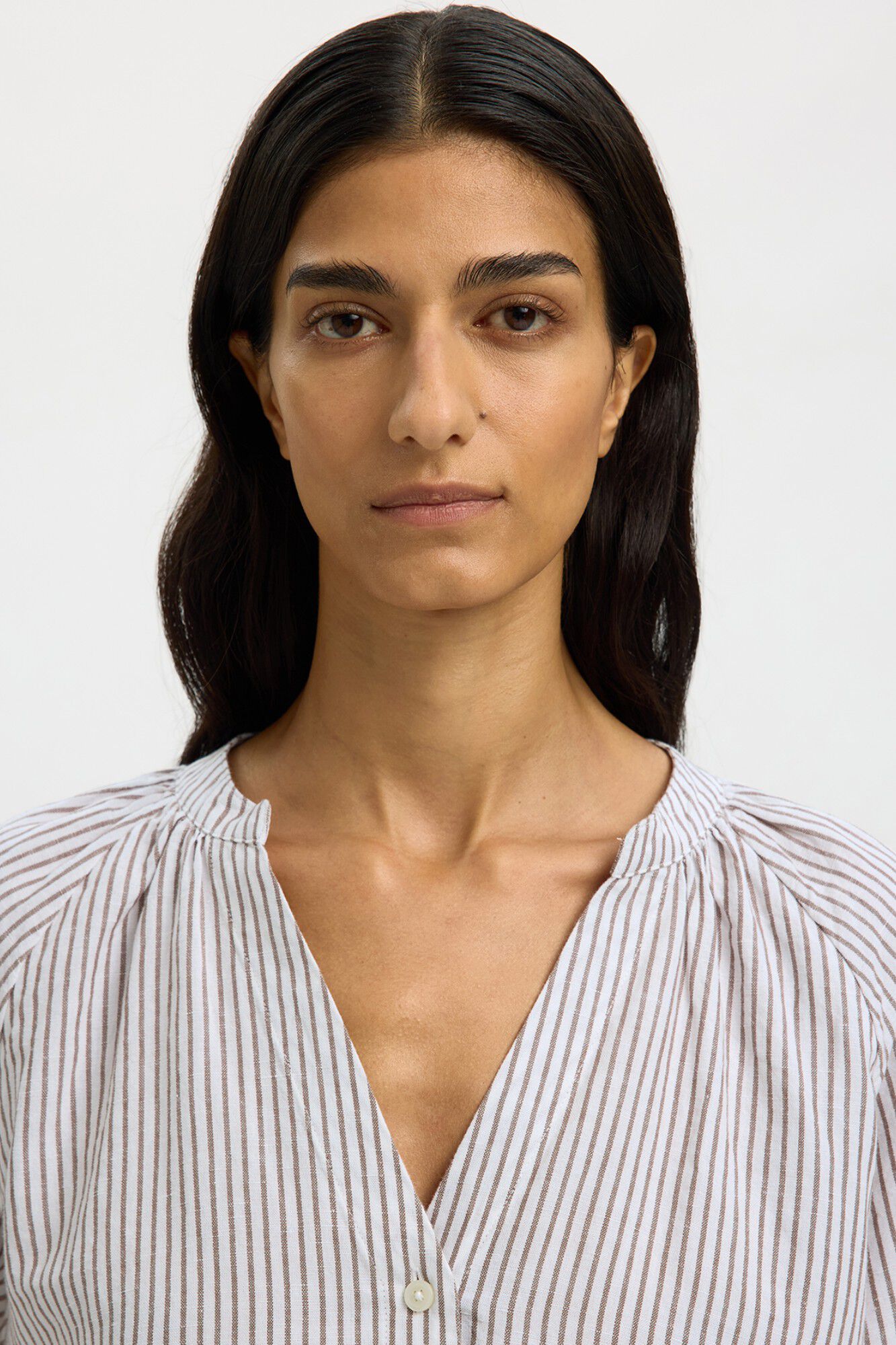 Selected Blusa manga 3/4 lino