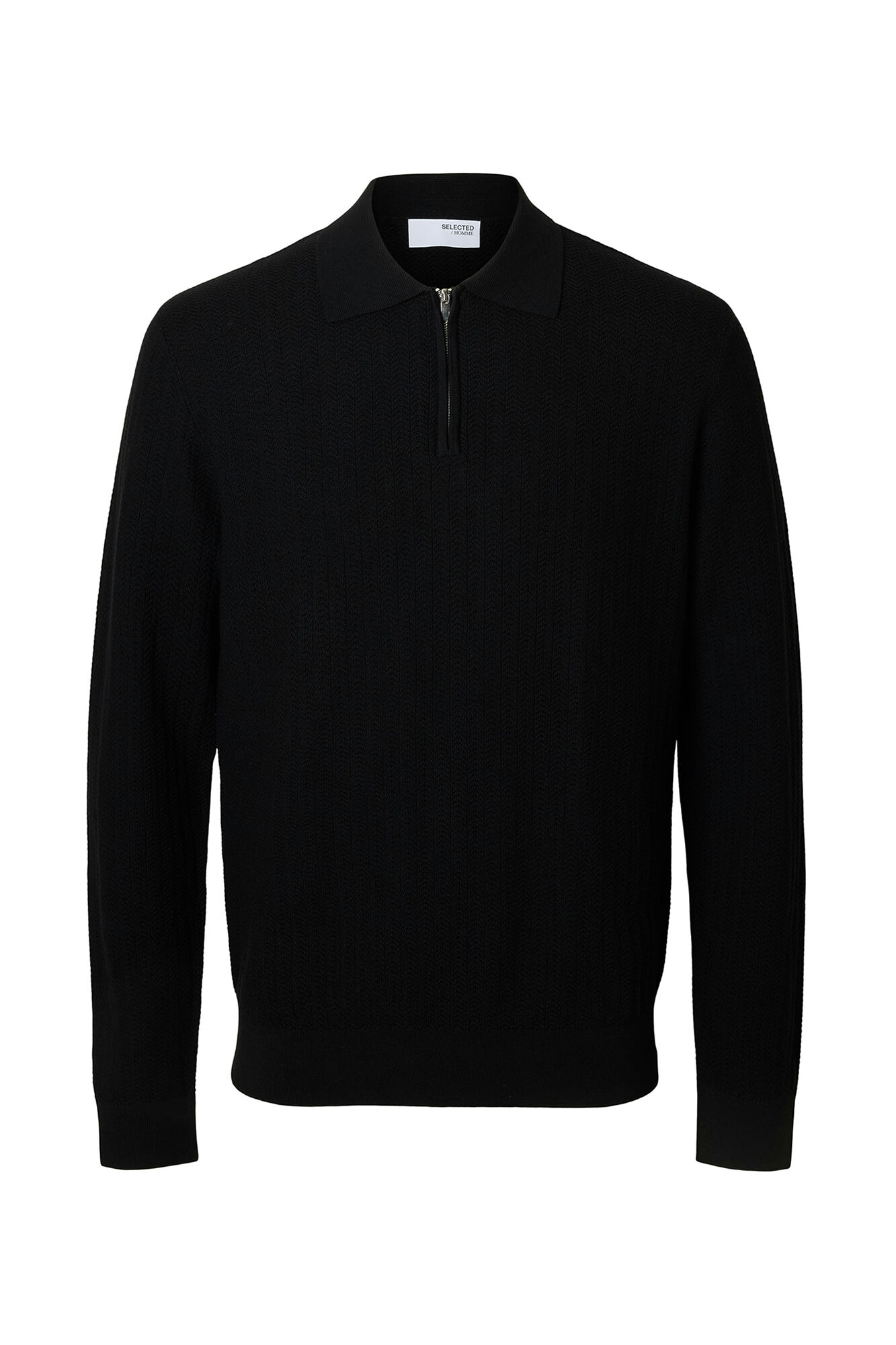 Selected Polo estruturada com meia fecho-&eacute;clair  Preto