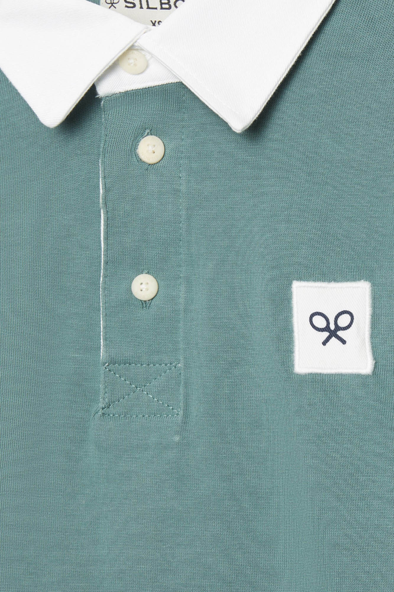 Silbon Green long-sleeved polo shirt with patch Green