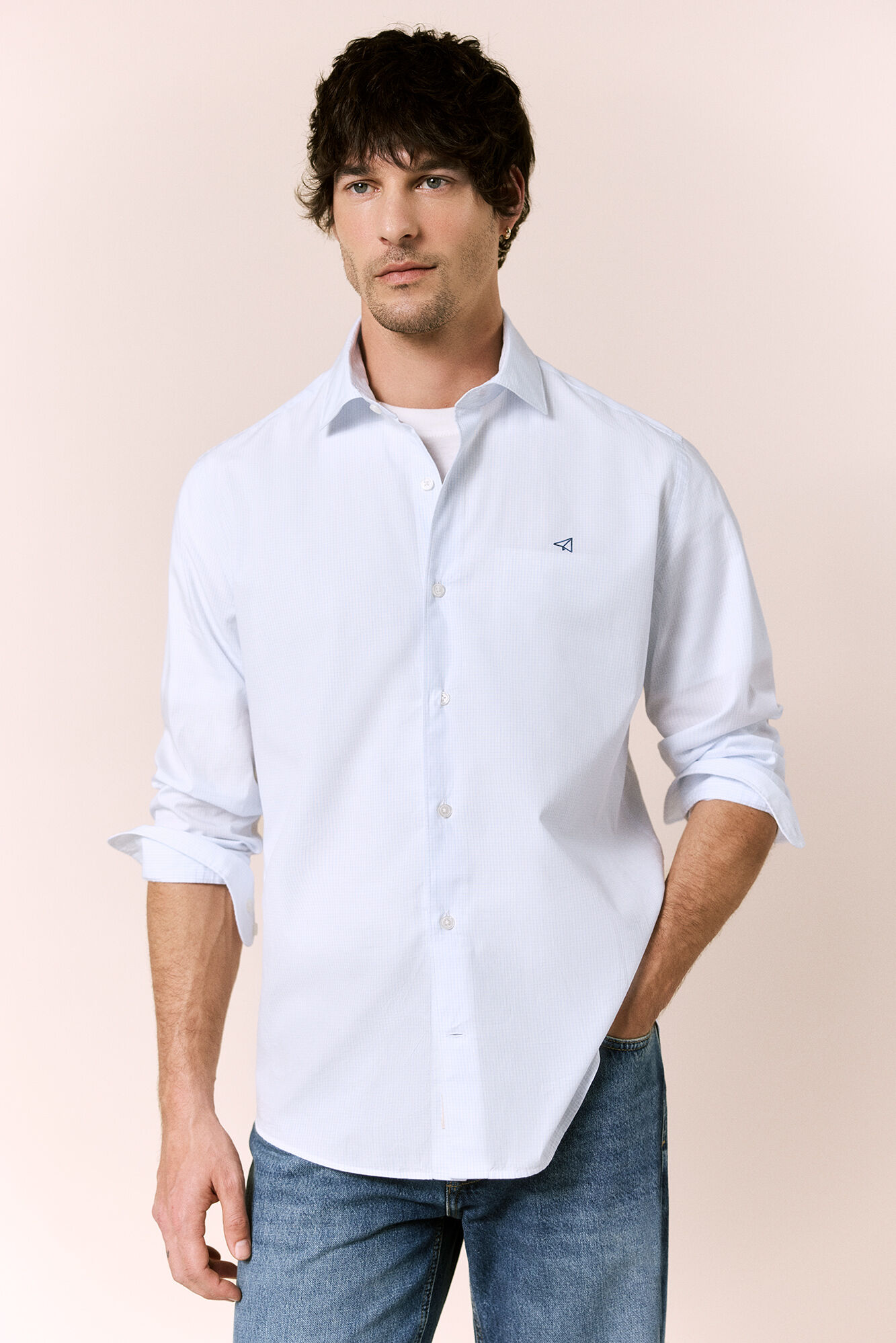 OOTO Camisa cuadros popel&iacute;n manga larga