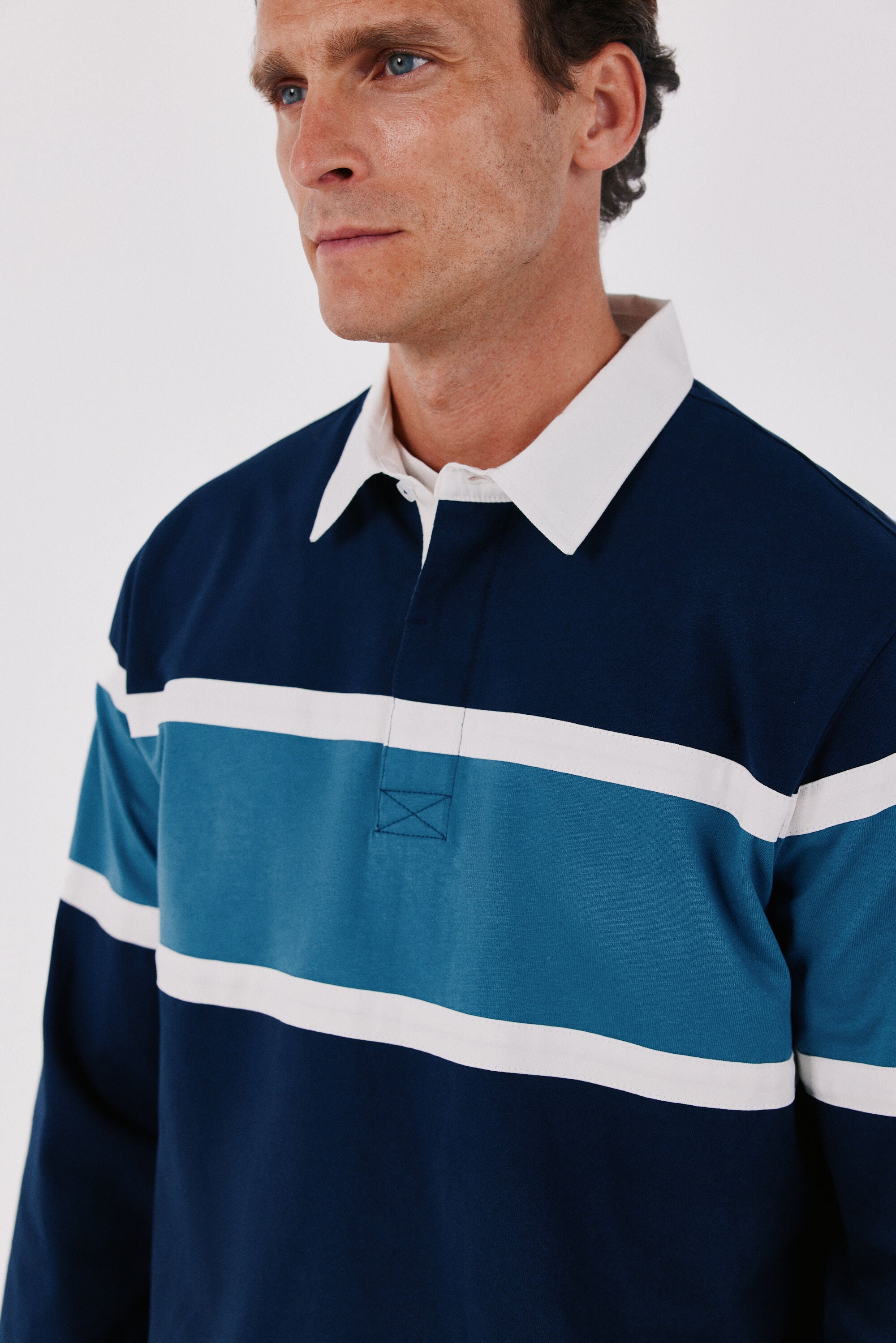 Cortefiel Colour block rugby polo shirt