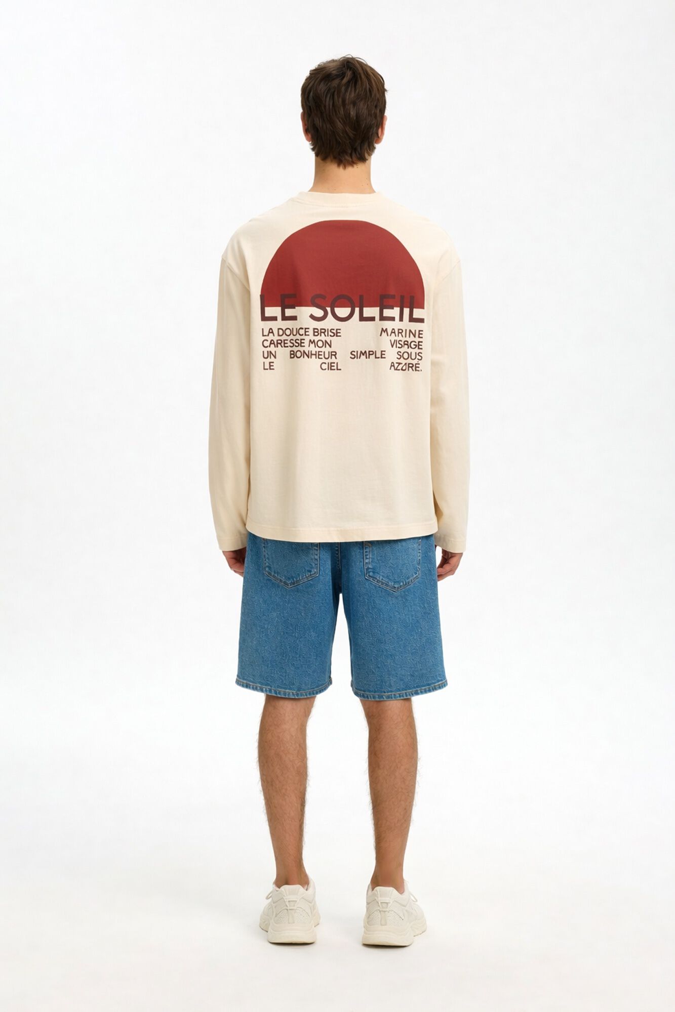 Selected T-shirt de manga comprida estampada Tostado