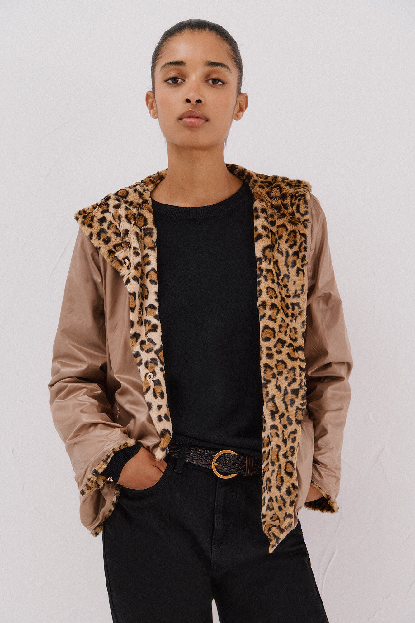 Cortefiel Cazadora corta reversible efecto pelo