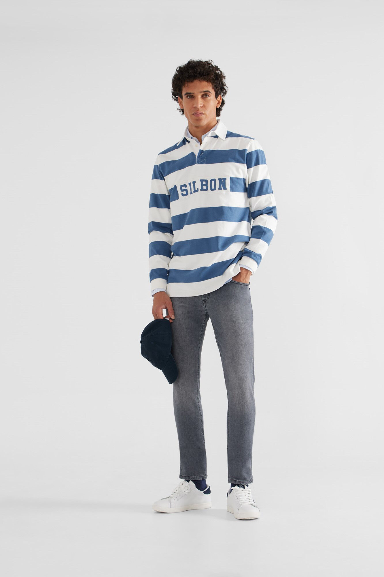 Silbon Polo manga larga rugby azul Azul