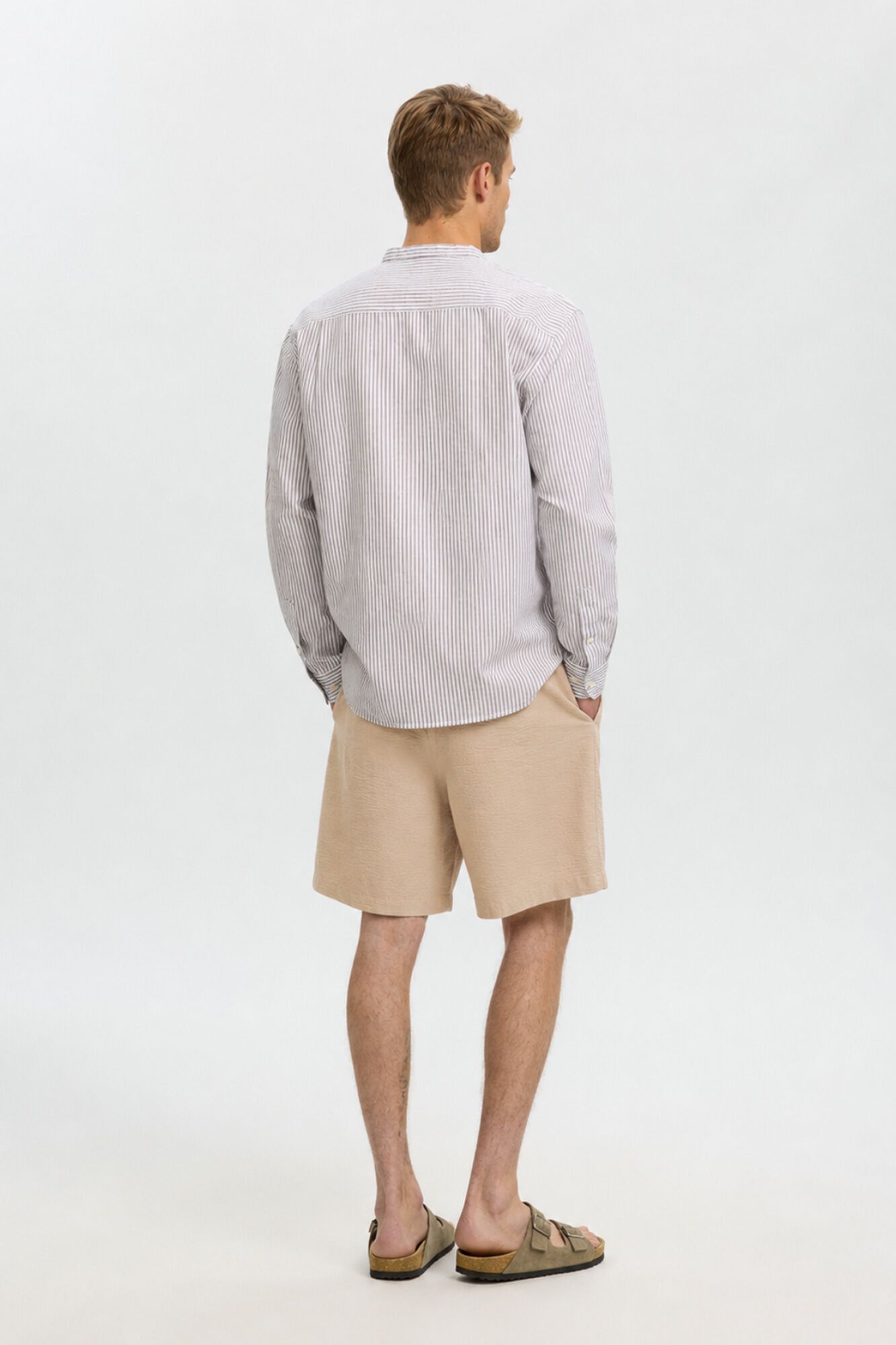 Selected Structured fabric short trousers Beige