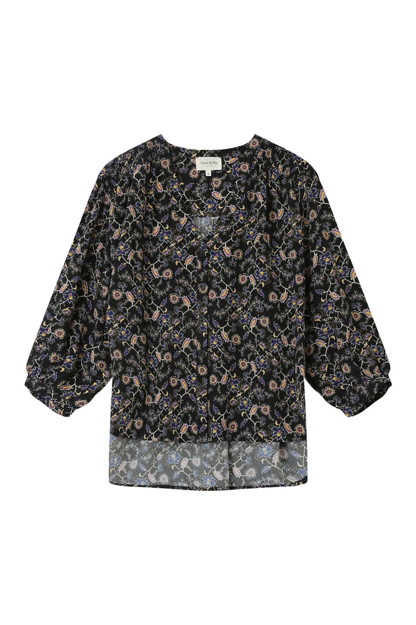 Grace & Mila Blusa de manga comprida com estampa floral Preto