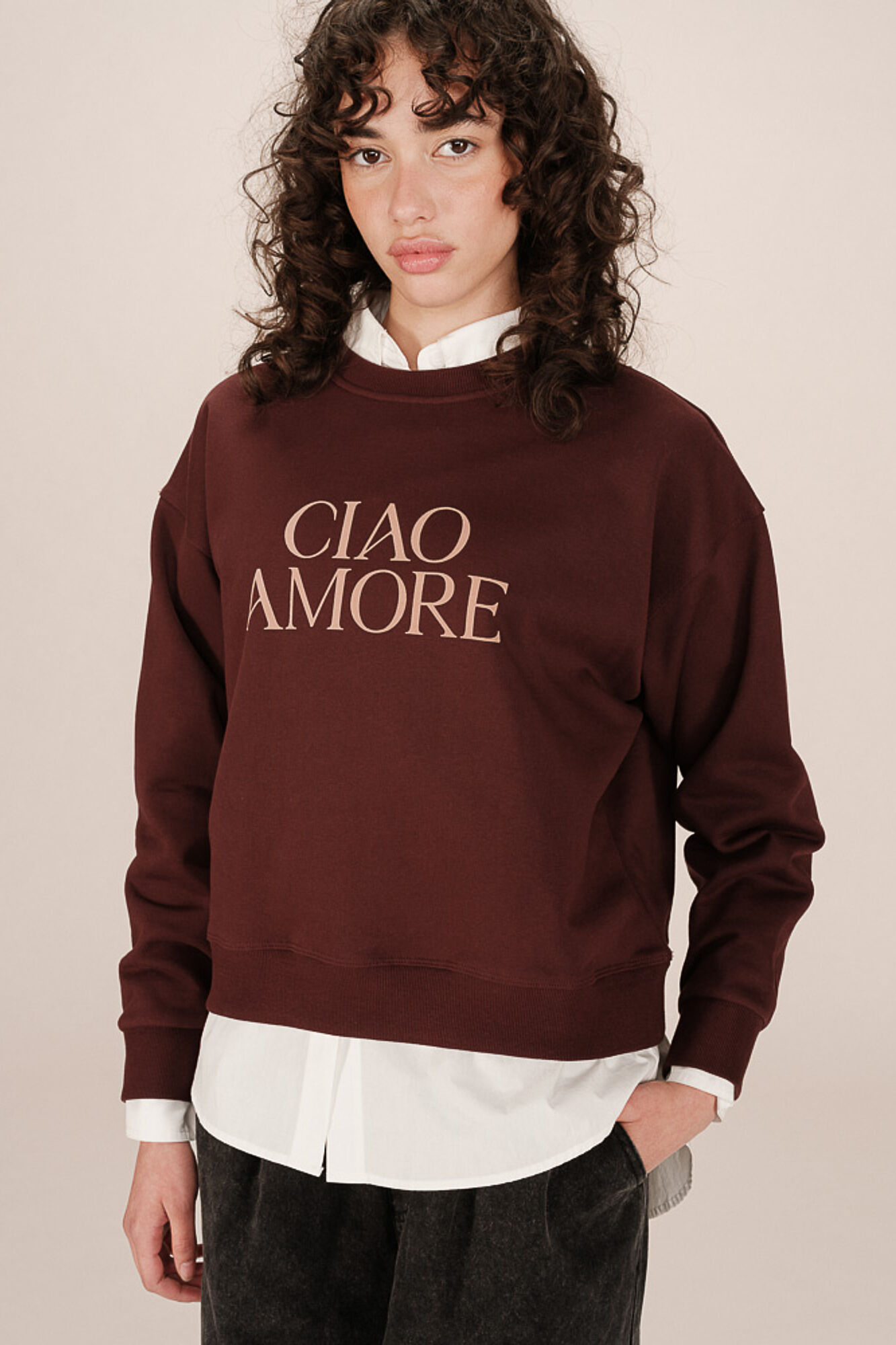 Grace & Mila Sweatshirt com mensagem em marrom Granada