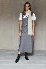 Selected Femme Falda Midi confeccionada con Lana RWS. Gris